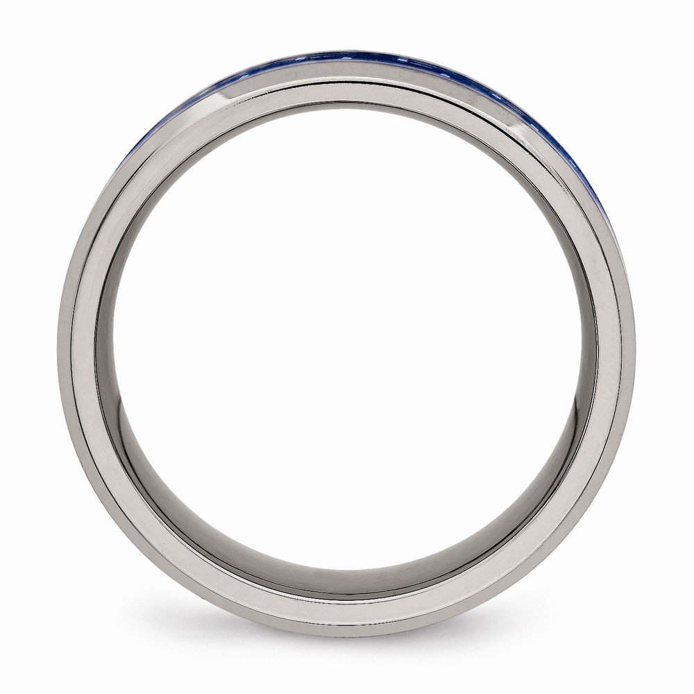 Premium Solid Titanium Men's Wedding Band Ring with Blue Carbon Fiber Inlay - Comfort Fit Design for Everyday Wear & Special Occasions