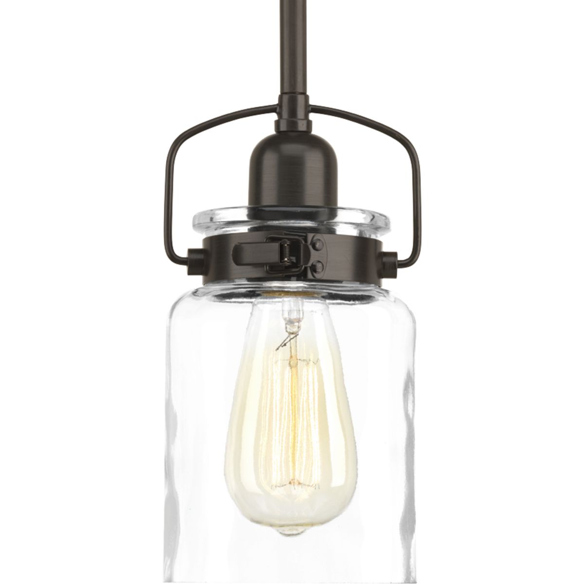 Calhoun Collection Clear Glass Mini Pendant Light Fixture - Modern Small Hanging Light for Kitchen Island, Dining Room, or Bedroom Decor