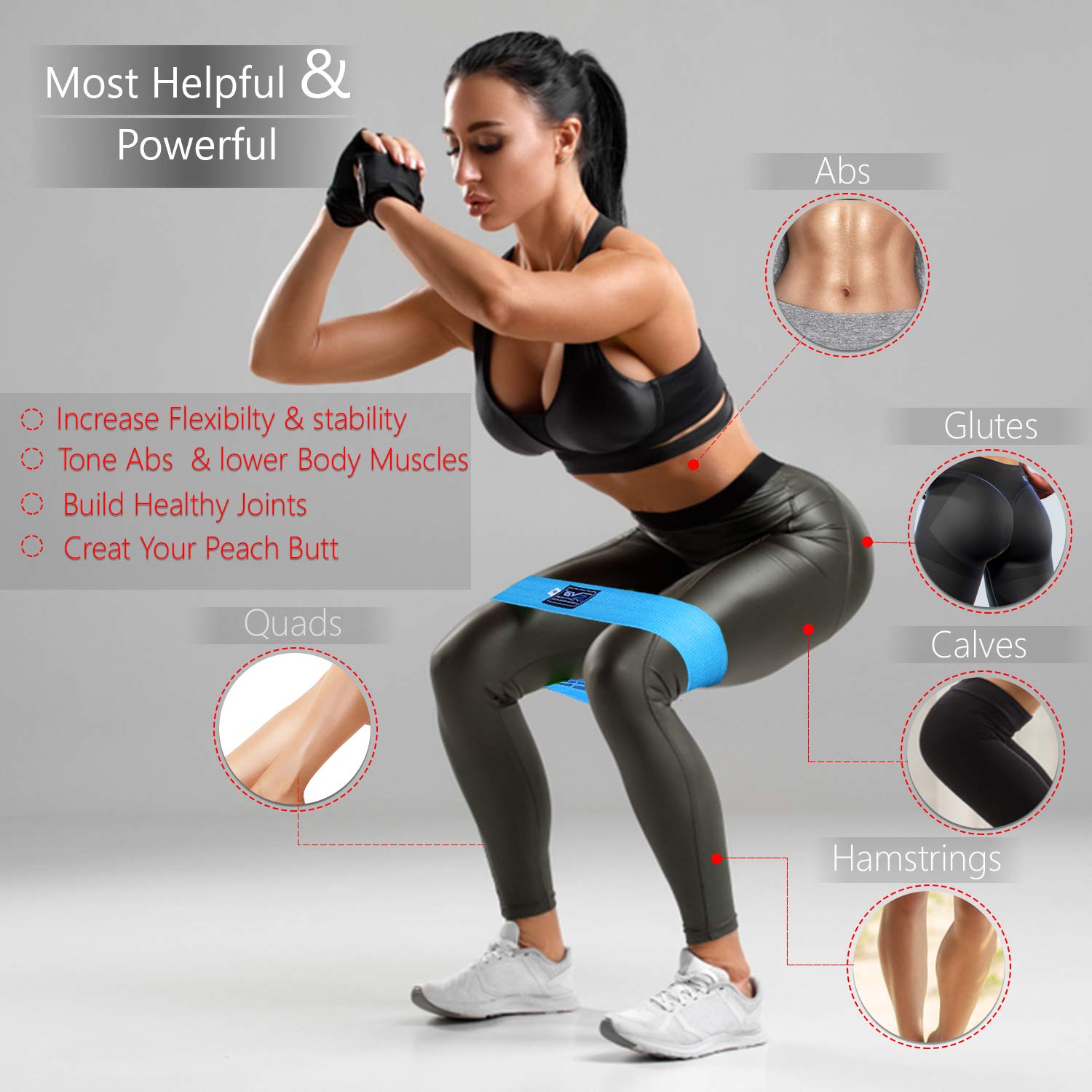 Islero Fitness EVO Resistance Bands for Women & Men - Non-Slip Premium Fabric Workout Bands for Pull Ups, Legs, Glutes, Hips & Yoga - Home Gym Exercise Equipment for Strength Training & Toning [SOLD AS SINGLE BAND] - Perfect for Home Workouts, Yoga Sessions & Gym Training