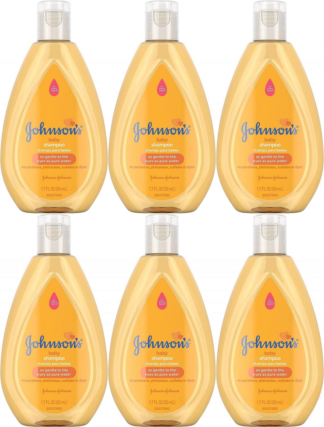 Johnson's Baby Shampoo for Sensitive Skin - Gentle & Tear-Free Formula - Travel Size 1.7 oz (6-Pack) - Perfect for On-the-Go Parents, Airplane Travel & Diaper Bags