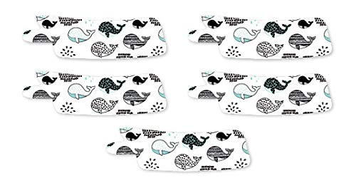 Whales Theme Precut Adhesive Tape for Nasogastric/Oxygen Tubes - 10 Pack (Left Side) | Secure Medical Tube Holder for Hospital & Home Care