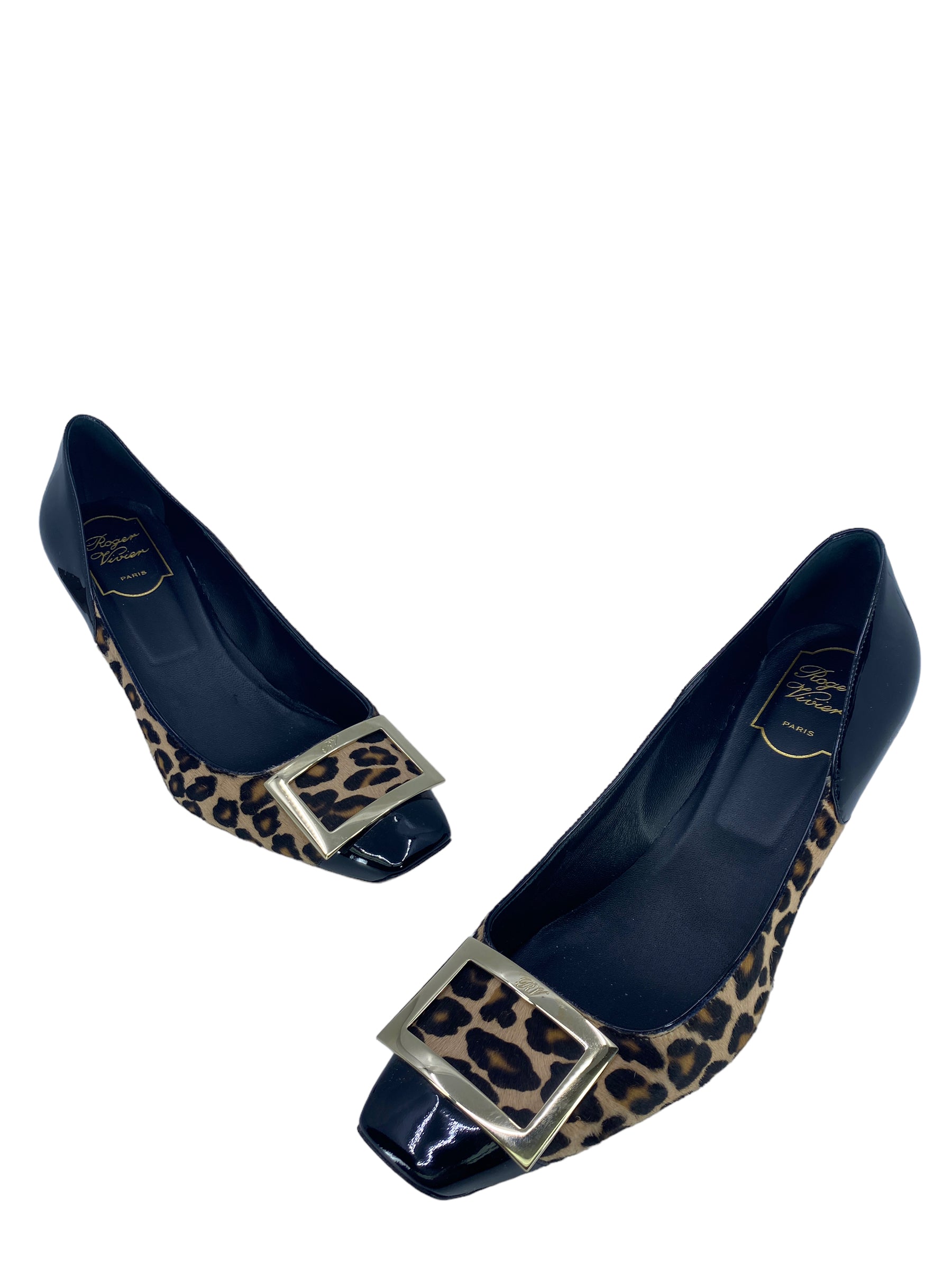 Roger Vivier Women's Patent Leather Pumps - Size 40 US (7.5 UK) - Classic Pointed Toe High Heel Dress Shoes for Wedding, Party & Office Wear