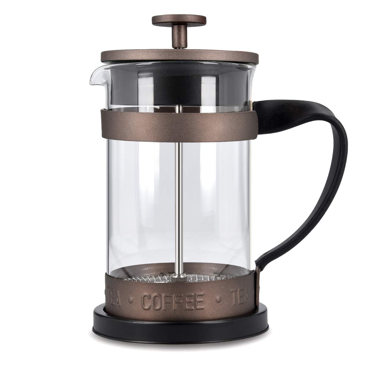 Navaris Retro French Press Coffee Maker 20 oz - Stainless Steel Coffee & Tea Press with Plunger, Filter & Durable Borosilicate Glass - Perfect for Home, Office & Camping Brewing