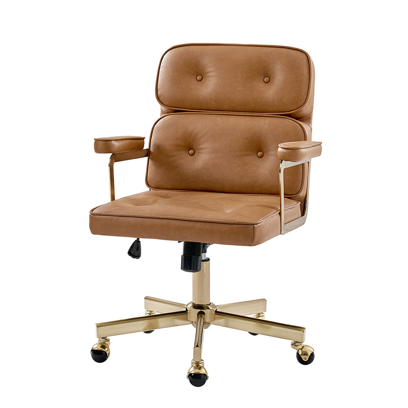 Denise Upholstered Swivel Office Chair - Ergonomic Executive Desk Chair with Adjustable Height & Lumbar Support - Perfect for Home Office, Gaming & Conference Rooms