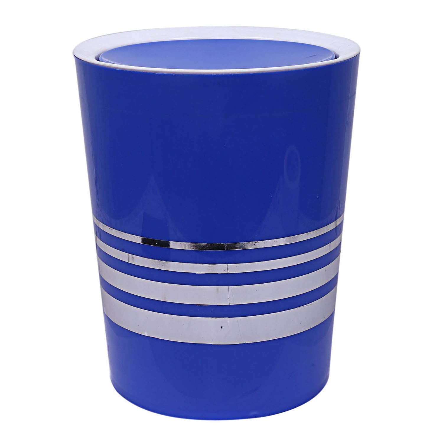 Kuber Industries 5L Plastic Swing Lid Trash Can with Handle - Blue Dustbin for Kitchen, Bathroom, Office & Outdoor Use - Model CTKTC22844