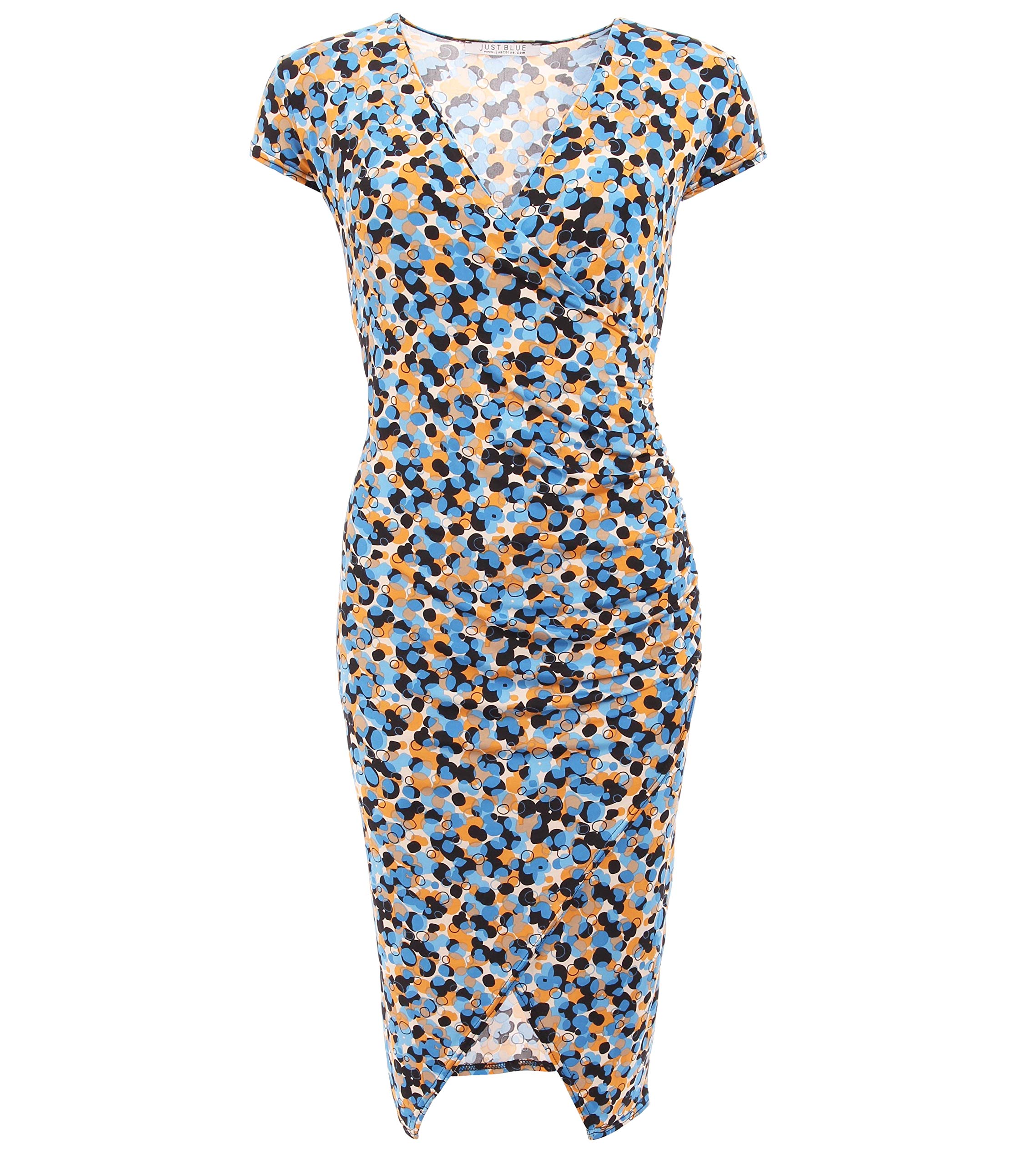 Blue Banana Women's Spotty Print Mock Wrap Dress – Stylish Floral Wrap Dress for Casual Outings, Office Wear & Summer Parties