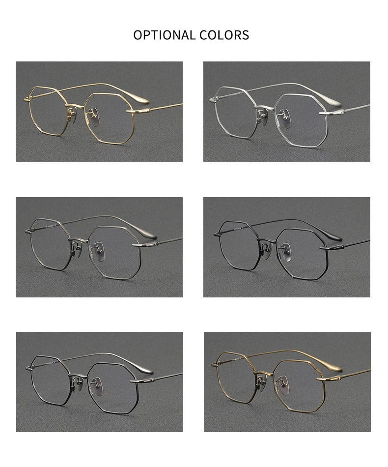 Stylish Unisex Black Titanium Polygon Flat Top Full Rim Eyeglasses 4174 - Perfect for Work, Reading & Fashion Accessories