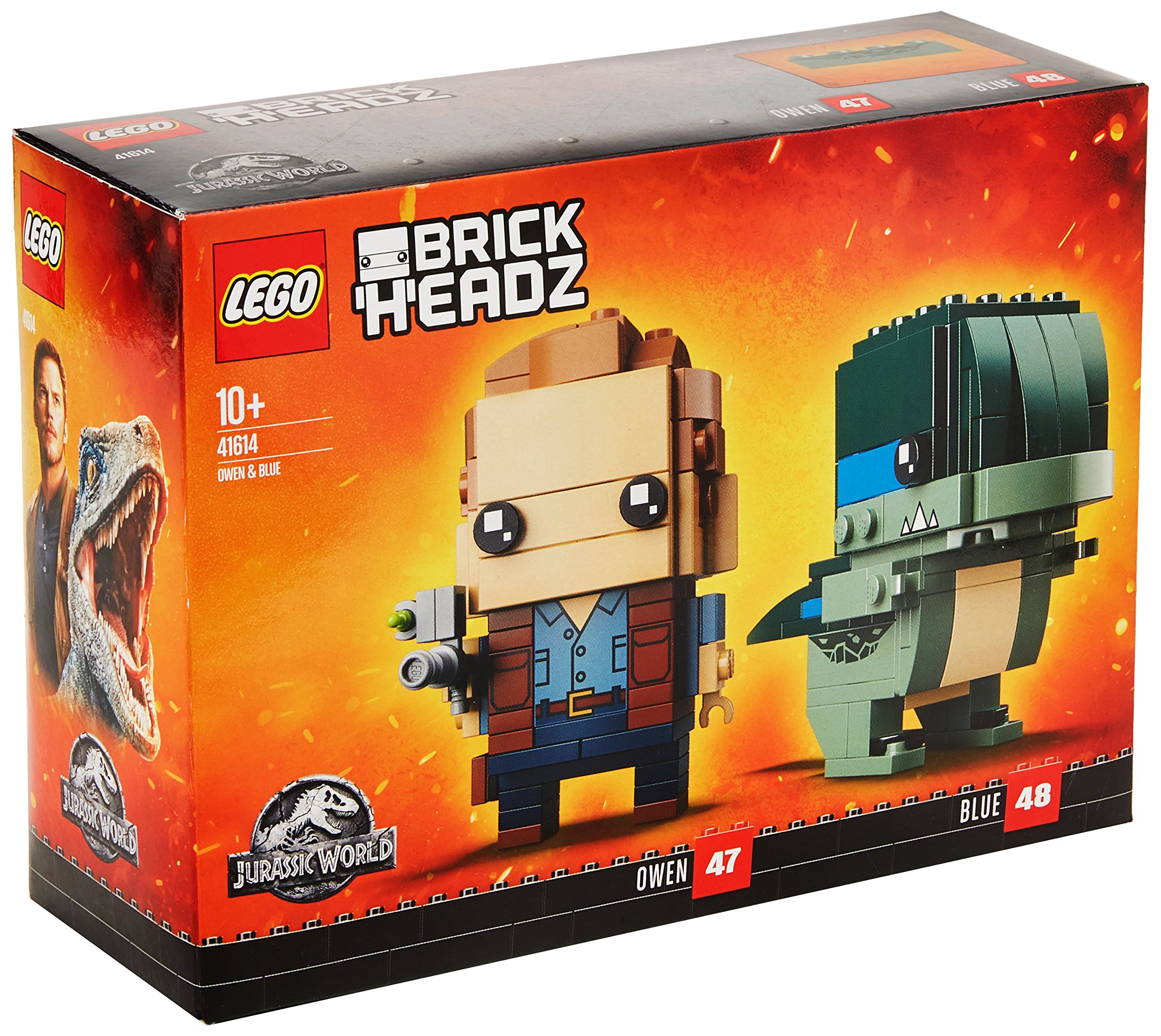 LEGO BrickHeadz Owen & Blue Building Kit (41614) - Fun Collectible Toy for Jurassic World Fans, Great Gift for Kids & Adults, Perfect for Play, Display & DIY Decor