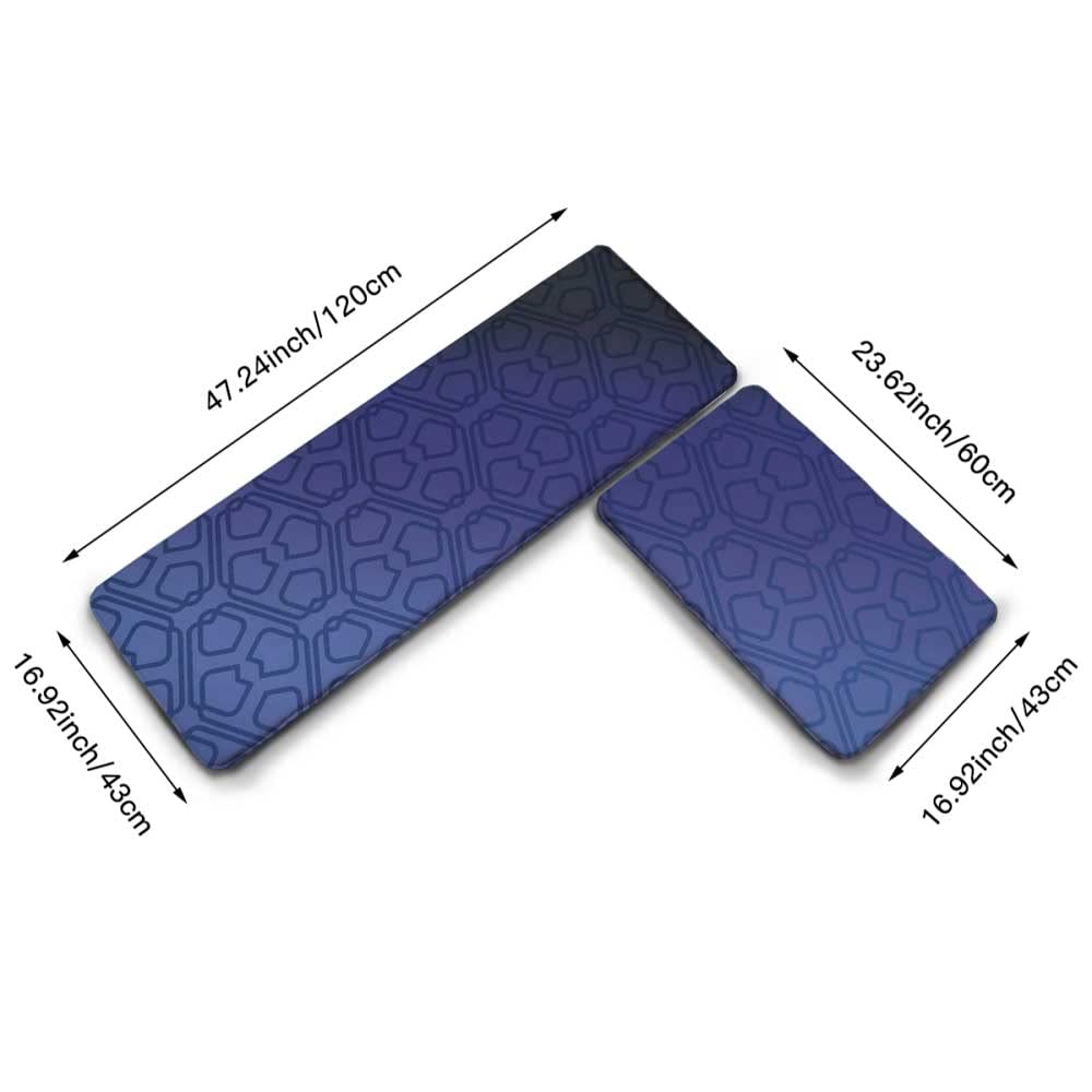 Premium Navy Blue Moroccan Trellis Kitchen Mat Set of 2 - Cushioned Anti-Fatigue, Non-Slip Waterproof Floor Rugs for Kitchen, Office & Sink Area - Perfect for Cooking, Dishwashing & Standing Comfort