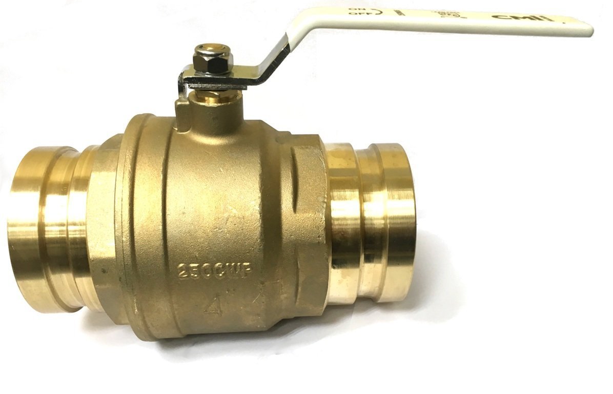 Full Port Brass Press Ball Valve 4 Inch - 250 PSI Working Pressure with Stainless Steel Ball - Ideal for Plumbing, Irrigation & Industrial Applications