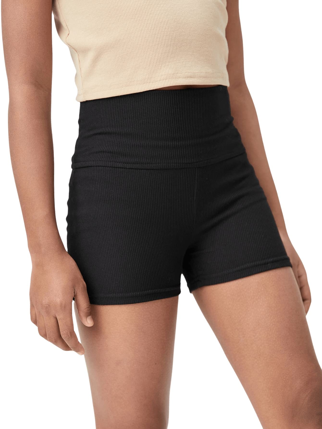 Floerns Girls Dance Shorts - Breathable Rib Knit Athletic Running Biker Shorts for Kids, Yoga, Gym & Playtime