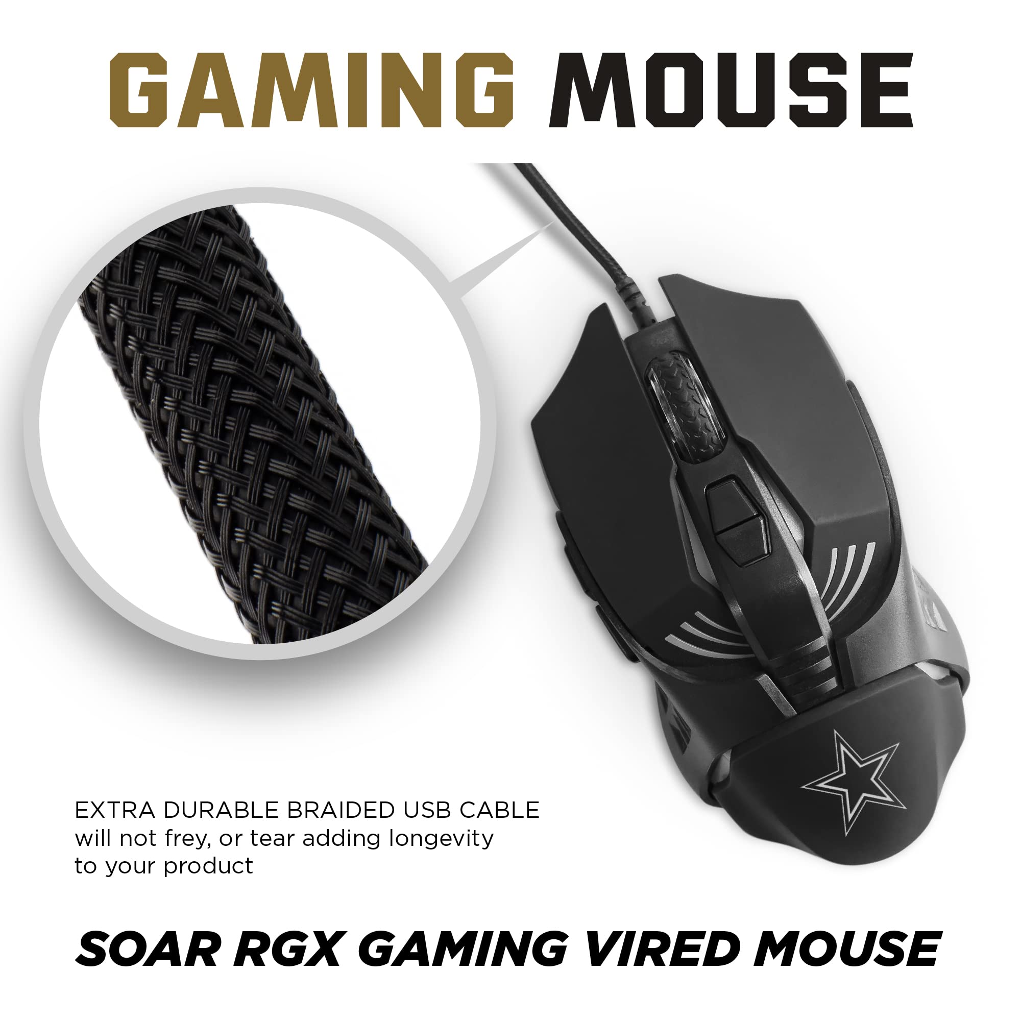 SOAR NFL Gaming Mouse V3 - Wired RGB Ergonomic Mouse with 7 Programmable Buttons for PC Gaming - Perfect for NFL Fans, Esports & FPS Games