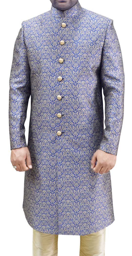 INMONARCH Blue Men's Sherwani | Indo-Western Ethnic Outfit for Weddings & Special Occasions | Elegant Western Attire for Men SH558 | Perfect for Grooms, Festivals & Cultural Events