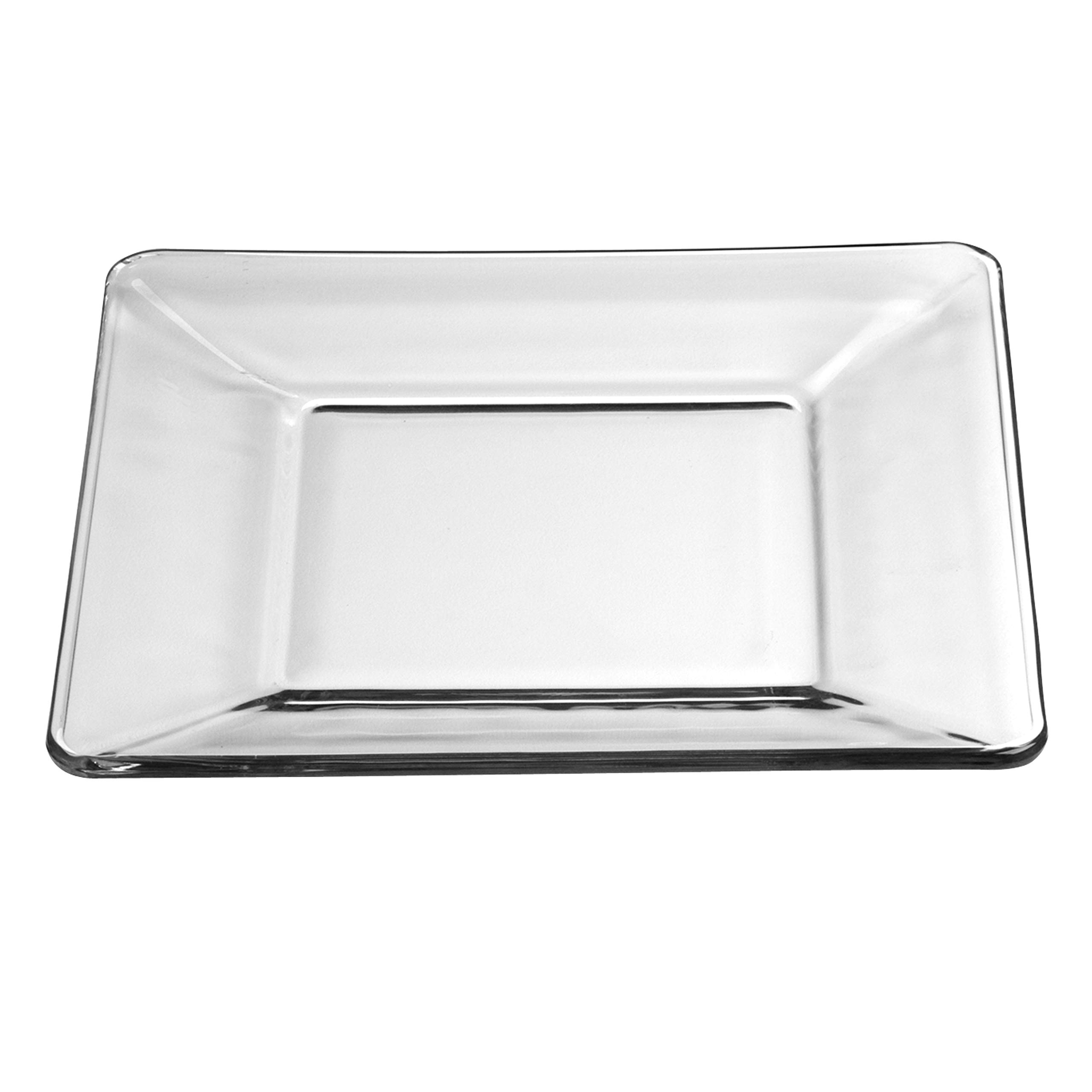 Libbey Tempo 12-Piece Square Glass Dinnerware Set - Clear Glass Plates & Bowls, Dishwasher Safe for Everyday Use, Dinner Parties, and Formal Dining