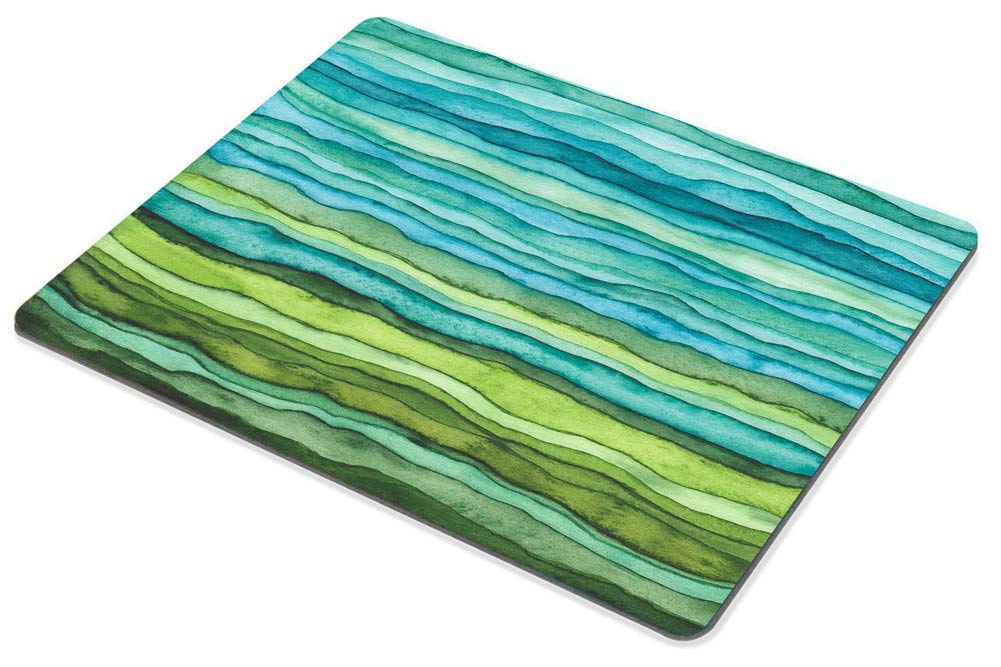 Bright Blue & Green Watercolor Wave Mouse Pad - Non-Slip Rubber Gaming Mousepad for Computer & Laptop - Perfect for Office Work, Gaming & Graphic Design
