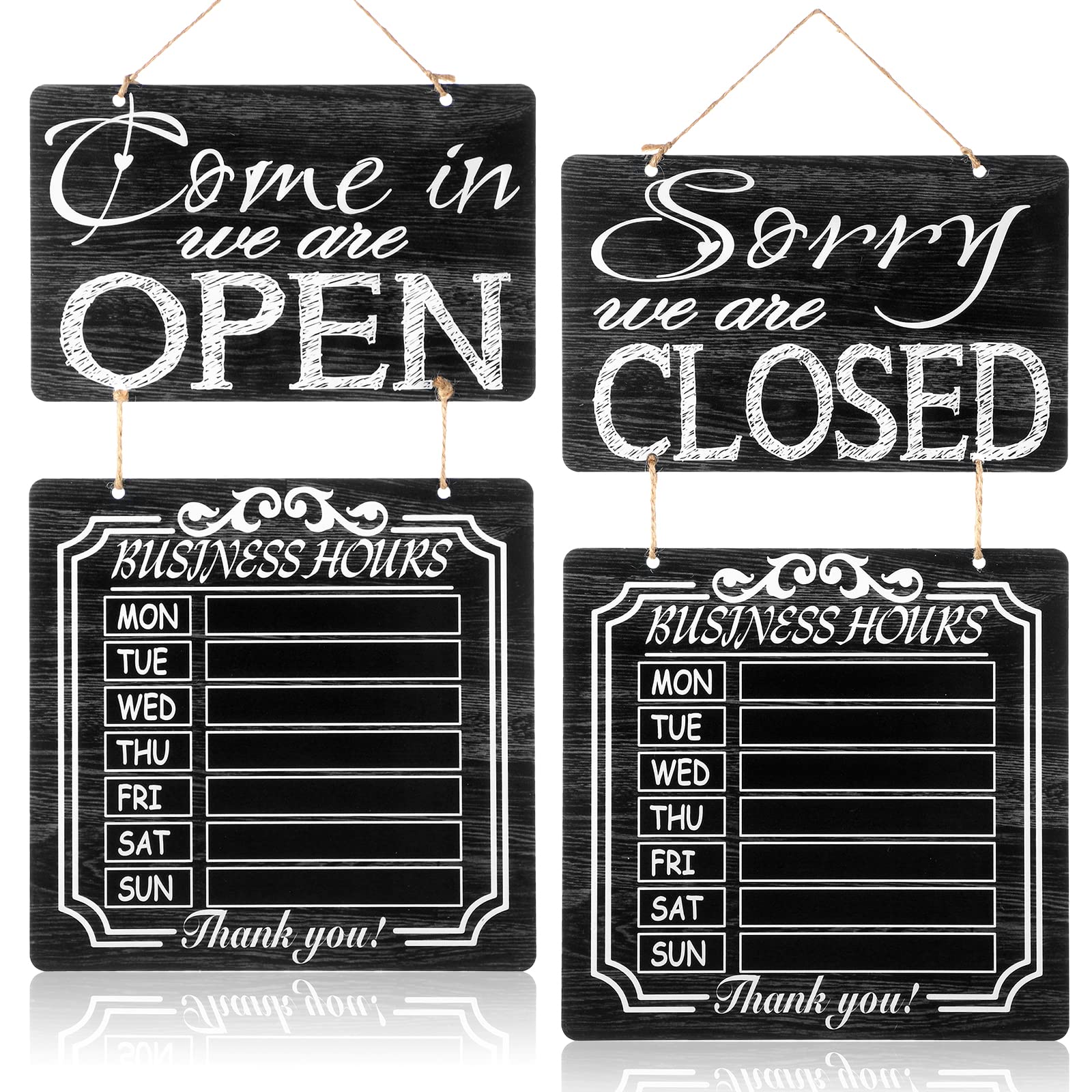 Yulejo Rustic Welcome Chalkboard Sign - Customizable Business Hours Board for Restaurants, Hotels & Retail Stores - Durable Hanging Chalkboard for Doors & Walls (Black) - Perfect for Cafe, Boutique & Office Decor