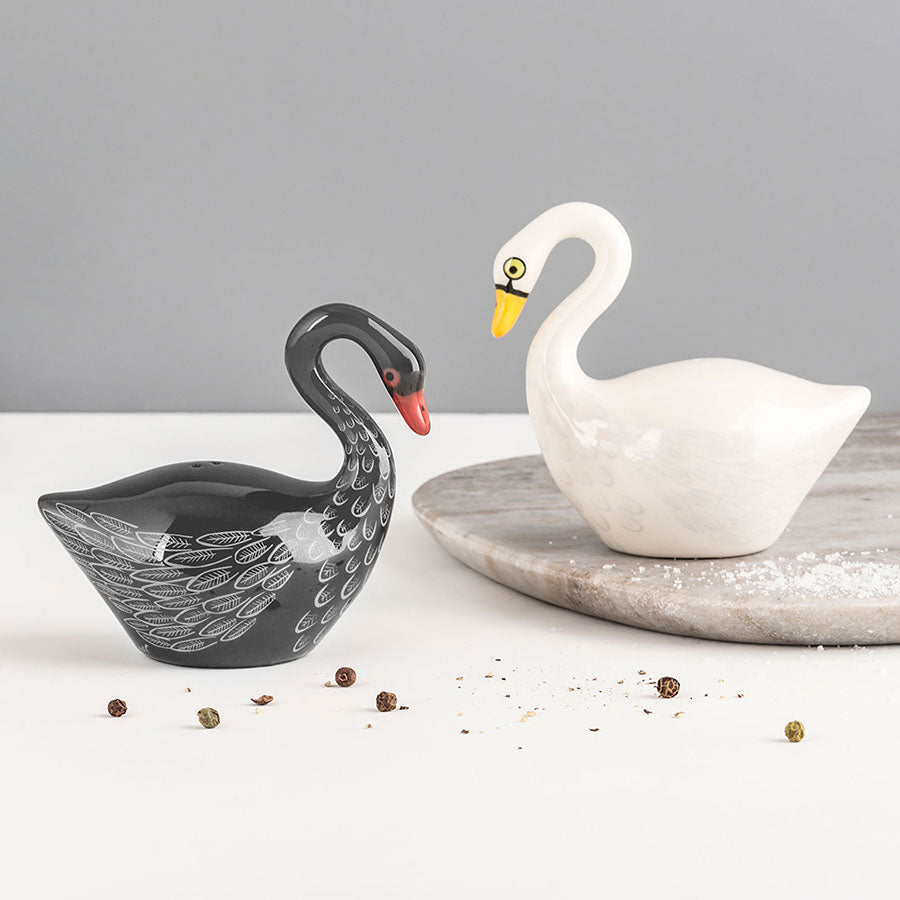 Handmade Ceramic Swan Salt and Pepper Shakers - Elegant Tableware for Dining, Kitchen Decor, Wedding & Housewarming Gifts