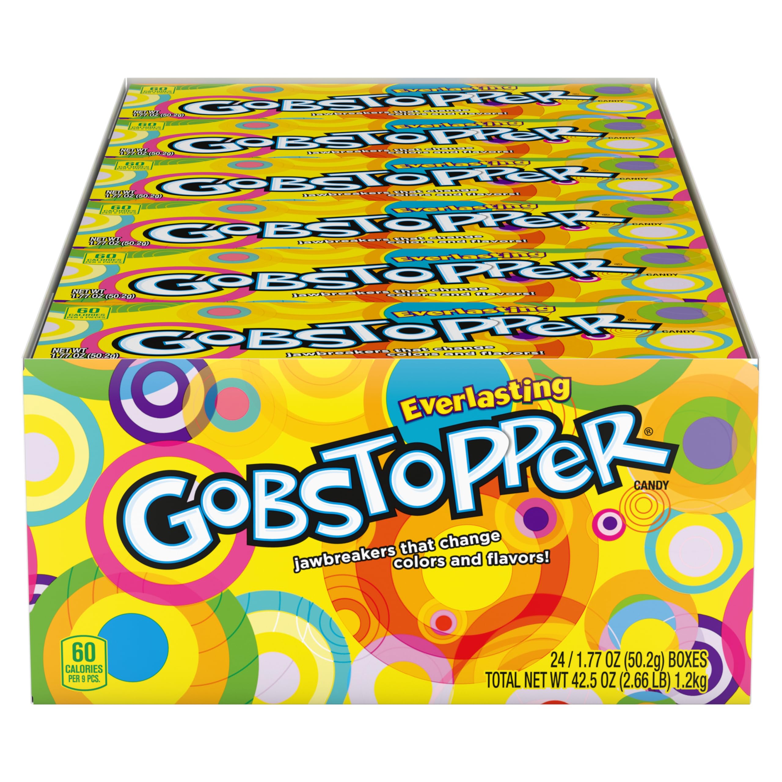 Wonka Everlasting Gobstopper Jawbreaker Candy - 1.77 oz (24 Count) | Fun Party Favors, Halloween Treats & Movie Night Snacks