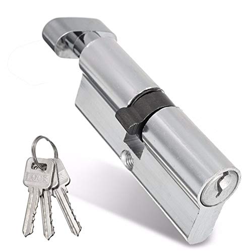 2-Pack Silver Tone Cylinder Door Lock with 3 Keys - 8.9x2.9cm Aluminum Security Lock for Home, Apartment & Office - Perfect for Interior Doors, Cabinets & Storage Units