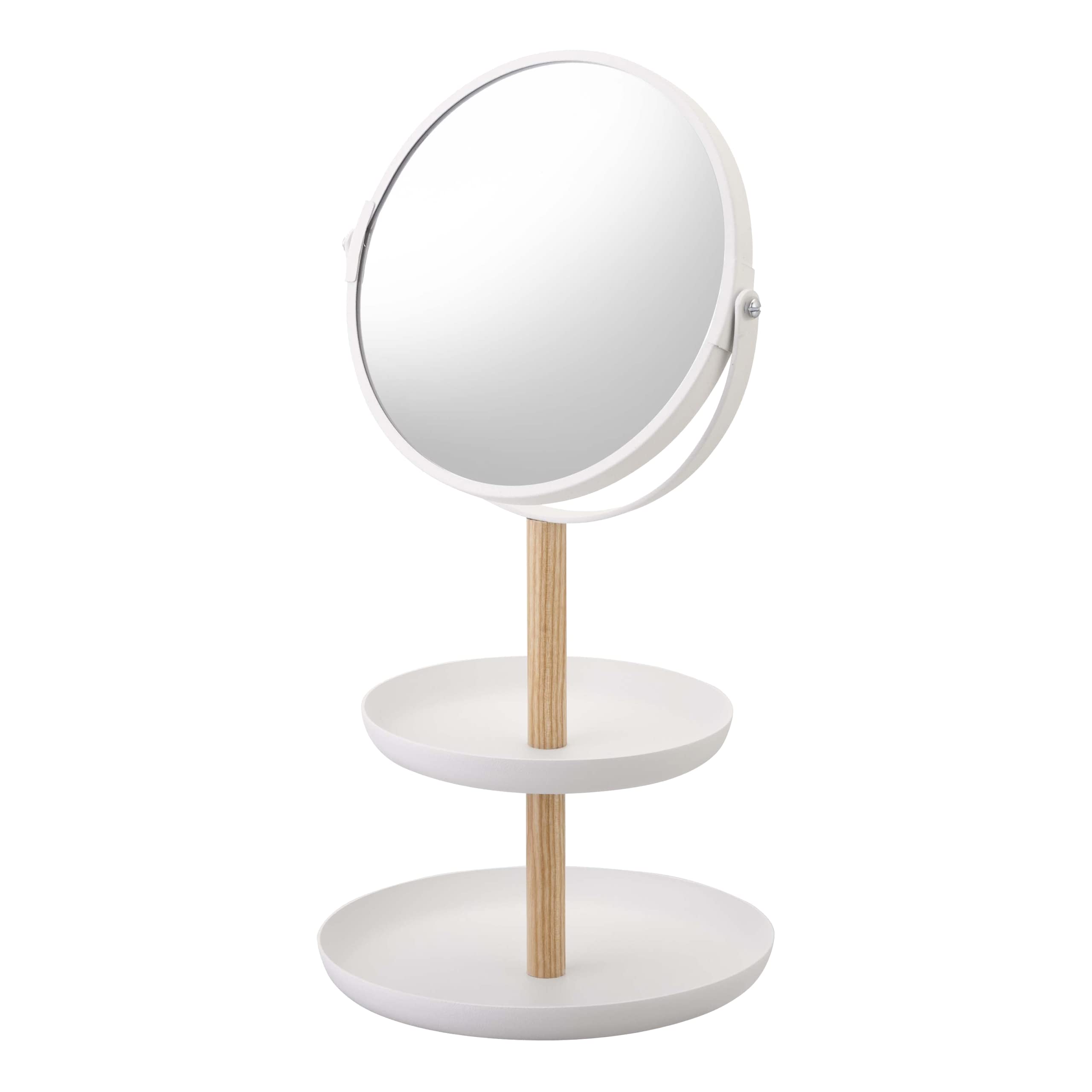 YAMAZAKI Home Tosca Accessory Trays & Mirror - White | Stylish Bathroom & Vanity Organizer for Jewelry, Cosmetics & Essentials