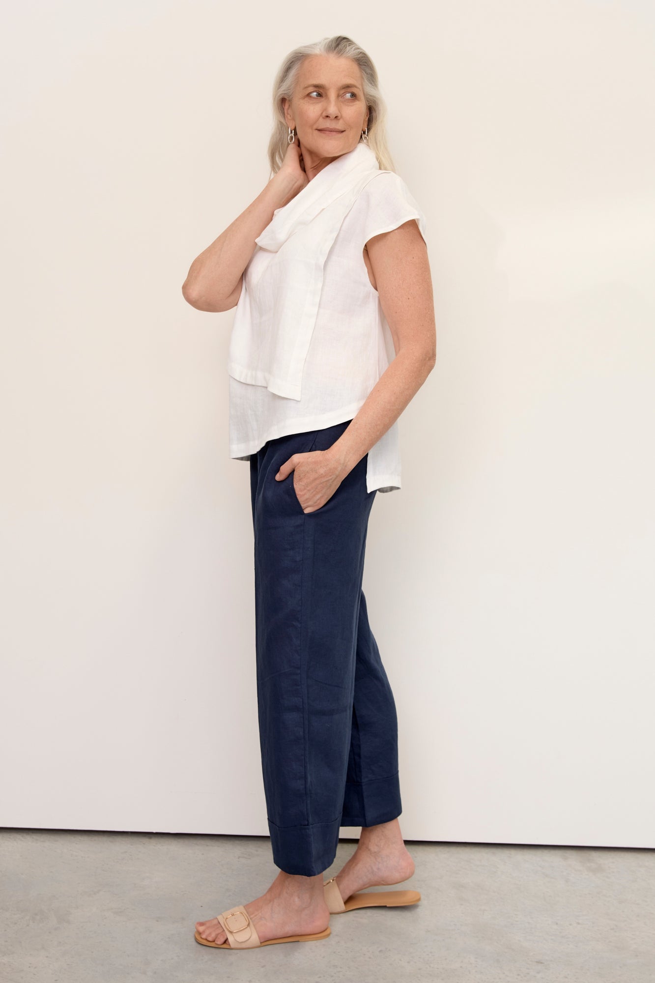 Elegant Hazel Linen Top in Warm White | Soft & Breathable Women's Blouse for Casual Wear, Office & Summer Outfits