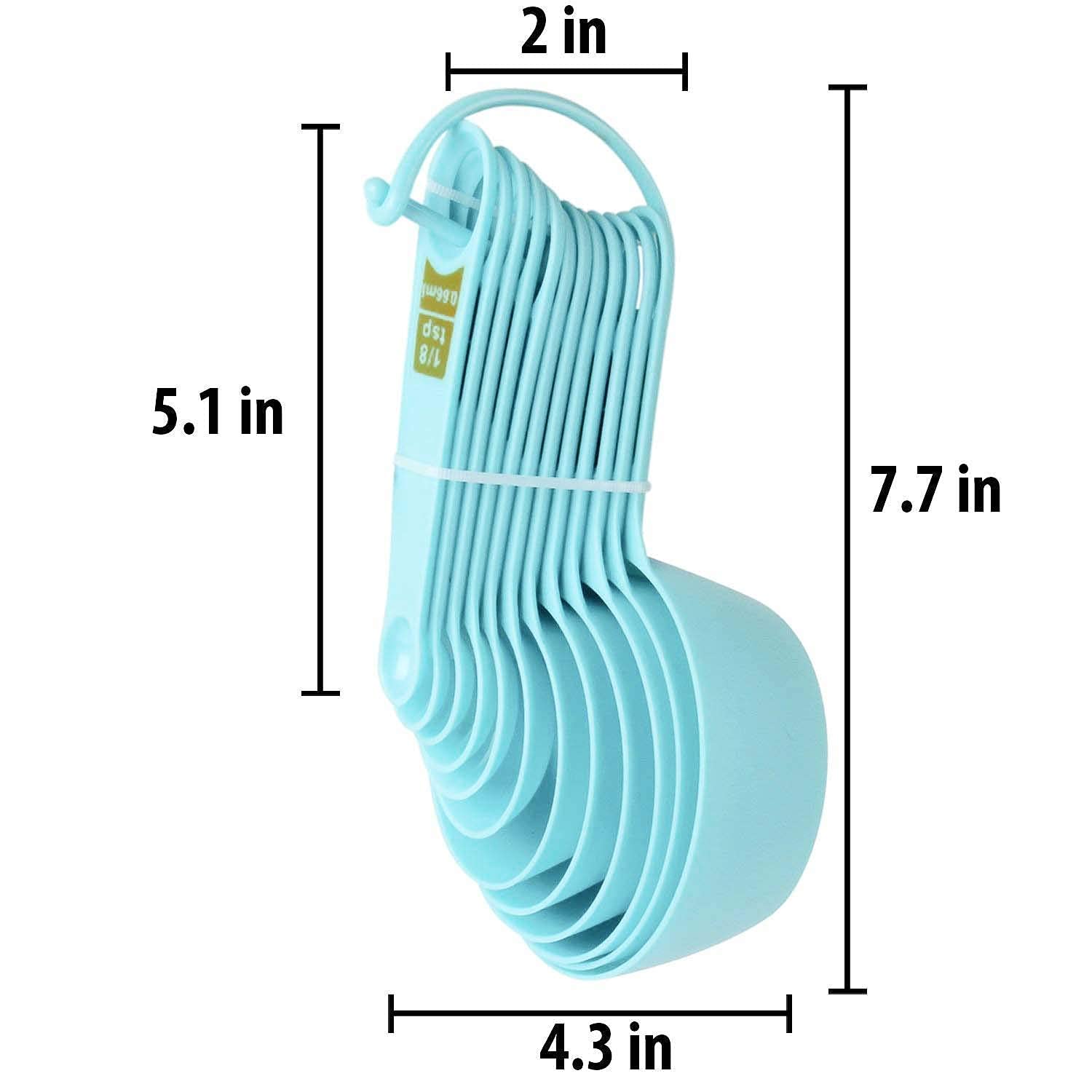 Sky Blue Measuring Cups and Spoons Set - 12 Piece Plastic Baking Tools for Cooking, Cake Decorating & Kitchen Measurements | Perfect for Home Bakers & Professional Chefs