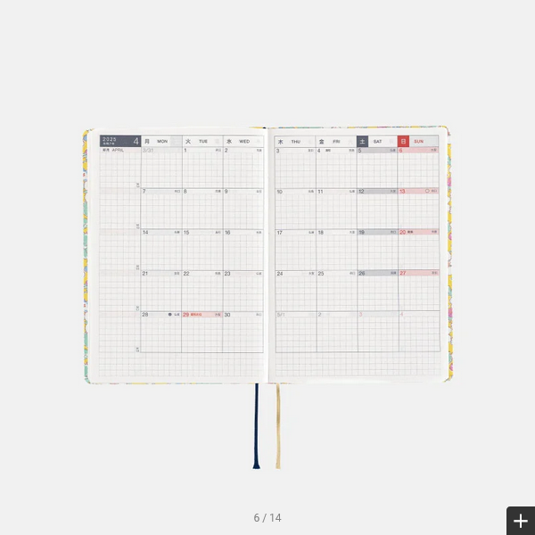 Hobonichi Techo 2025 Planner - Liberty Fabrics Paysanne Blossom HON A6 Size Daily Journal | January Start Monday Layout | English Edition | Perfect for Work, School & Personal Organization