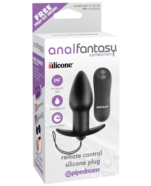 Remote Control Silicone Anal Plug 4 Inch - Black - Anal Fantasy Collection - Perfect for Couples Play & BDSM Exploration