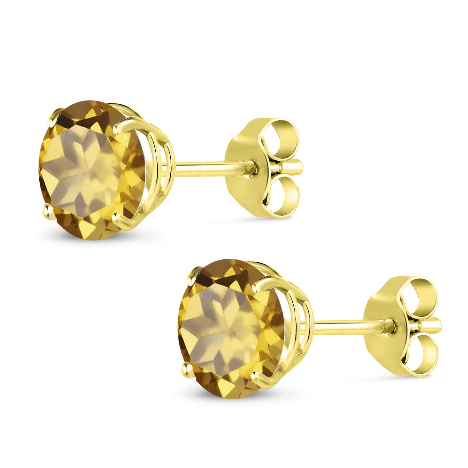 14K Yellow Gold 7MM Round Birthstone Stud Earrings for Women & Men | Gemstone Jewelry Gift for Birthday, Anniversary & Special Occasions | Gem Stone King