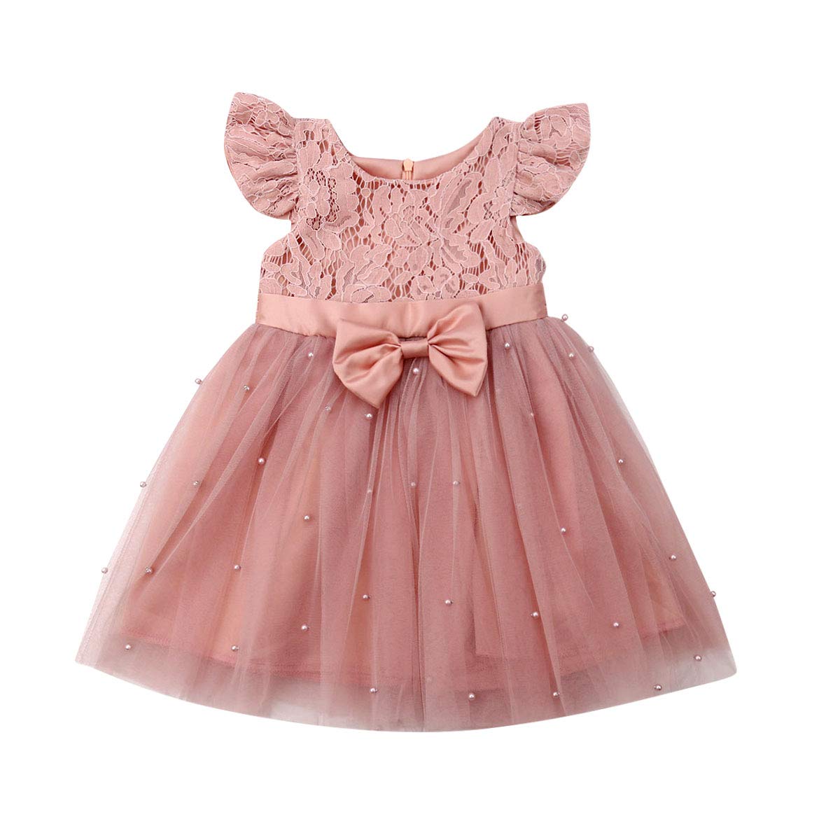 LeSury Baby Girls Tutu Dress - Pink Ruffled Sleeveless Toddler Sundress with Tulle Skirt & Big Bow | Princess Party Outfit, Birthday Dress, Photo Shoot Costume, Special Occasion Wear