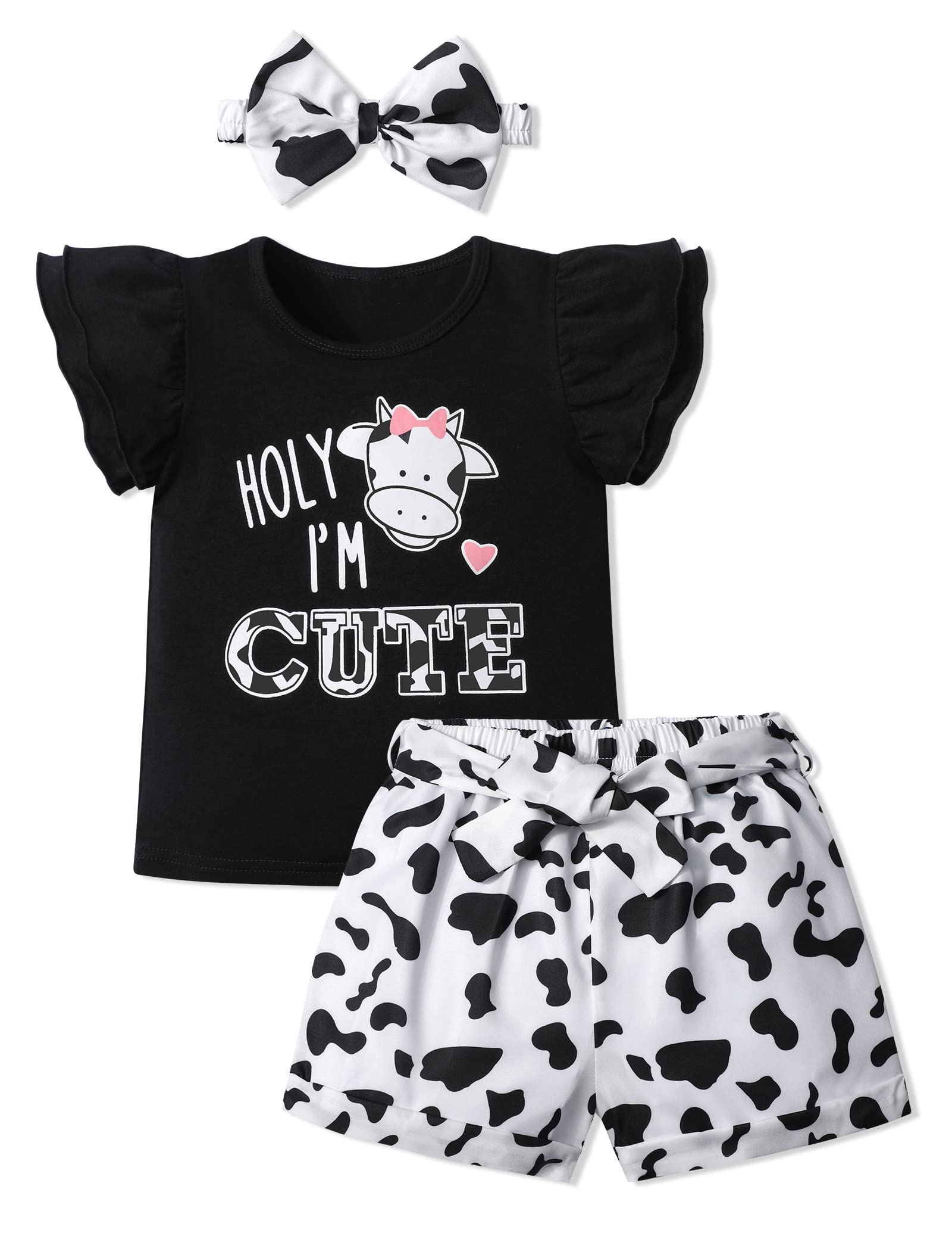 Adorable MIGU Toddler Girl Summer Outfit Set - Cute T-Shirt, Shorts & Headband 3-Piece Clothing Combo | Perfect for Playdates, Beach Trips & Birthday Gifts