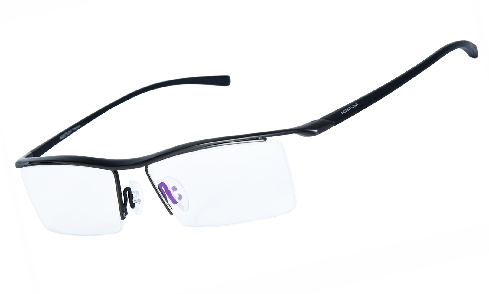 Agstum Blue Light Blocking Glasses Anti-Fatigue - Titanium Half Rimless Business Eyewear for Computer & Office Use | Reduce Eye Strain for Work, Gaming & Screen Time