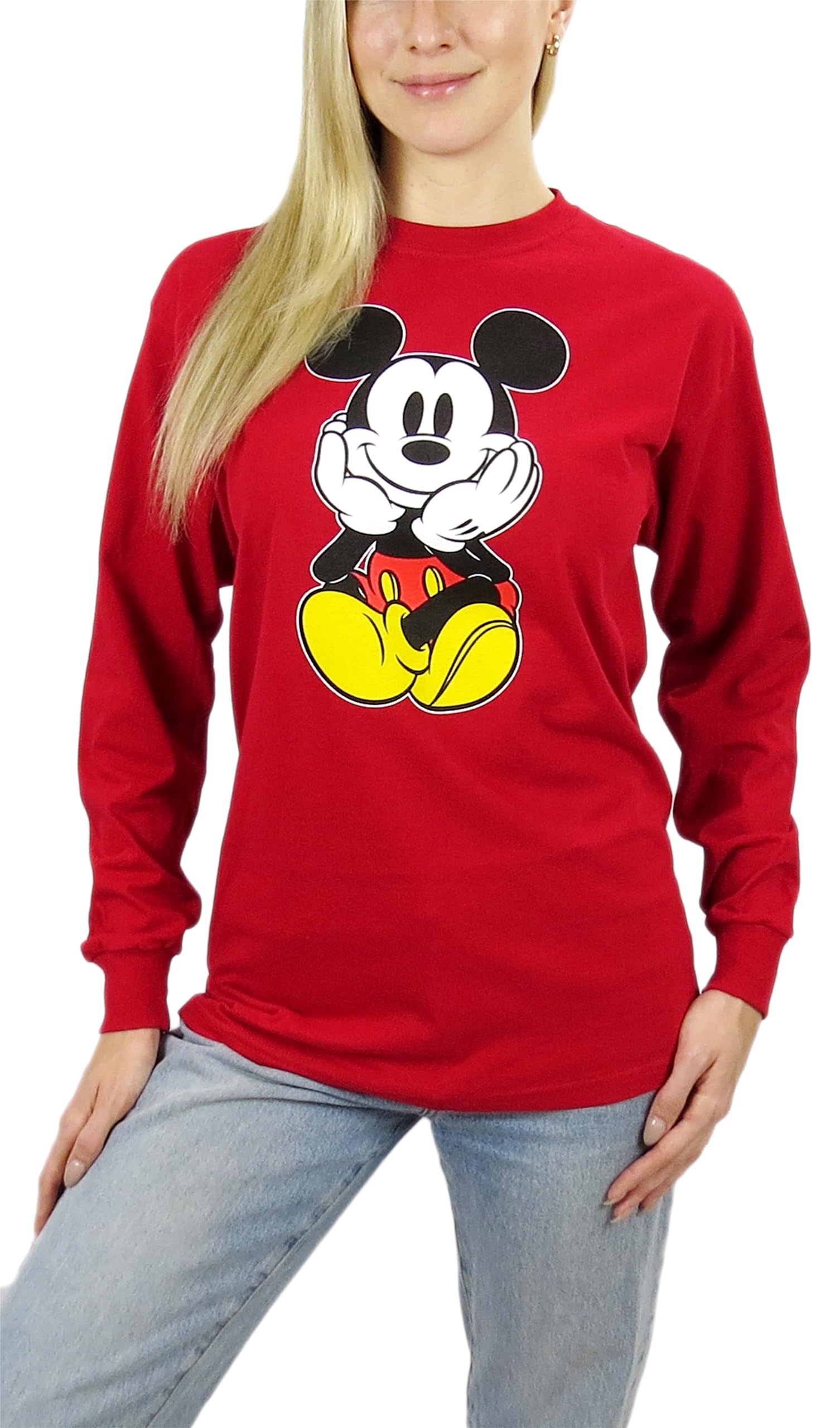 Disney Mickey Mouse & Minnie Mouse Long Sleeve T-Shirt for Kids - Cute Cartoon Character Cotton Top for Family Outings & Theme Park Visits