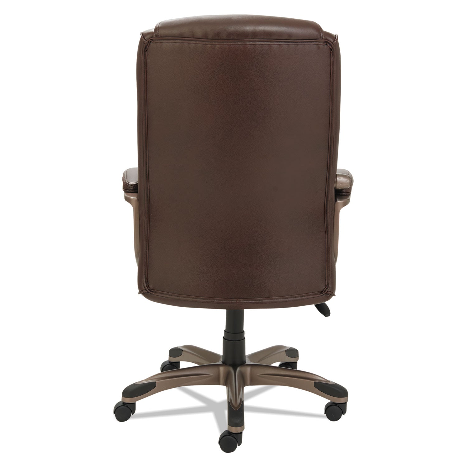 Alera Veon Series Executive High Back Bonded Leather Office Chair - 275 lb Weight Capacity, Brown Leather Seat & Back, Bronze Base - Perfect for Home Office, Conference Rooms & Executive Suites