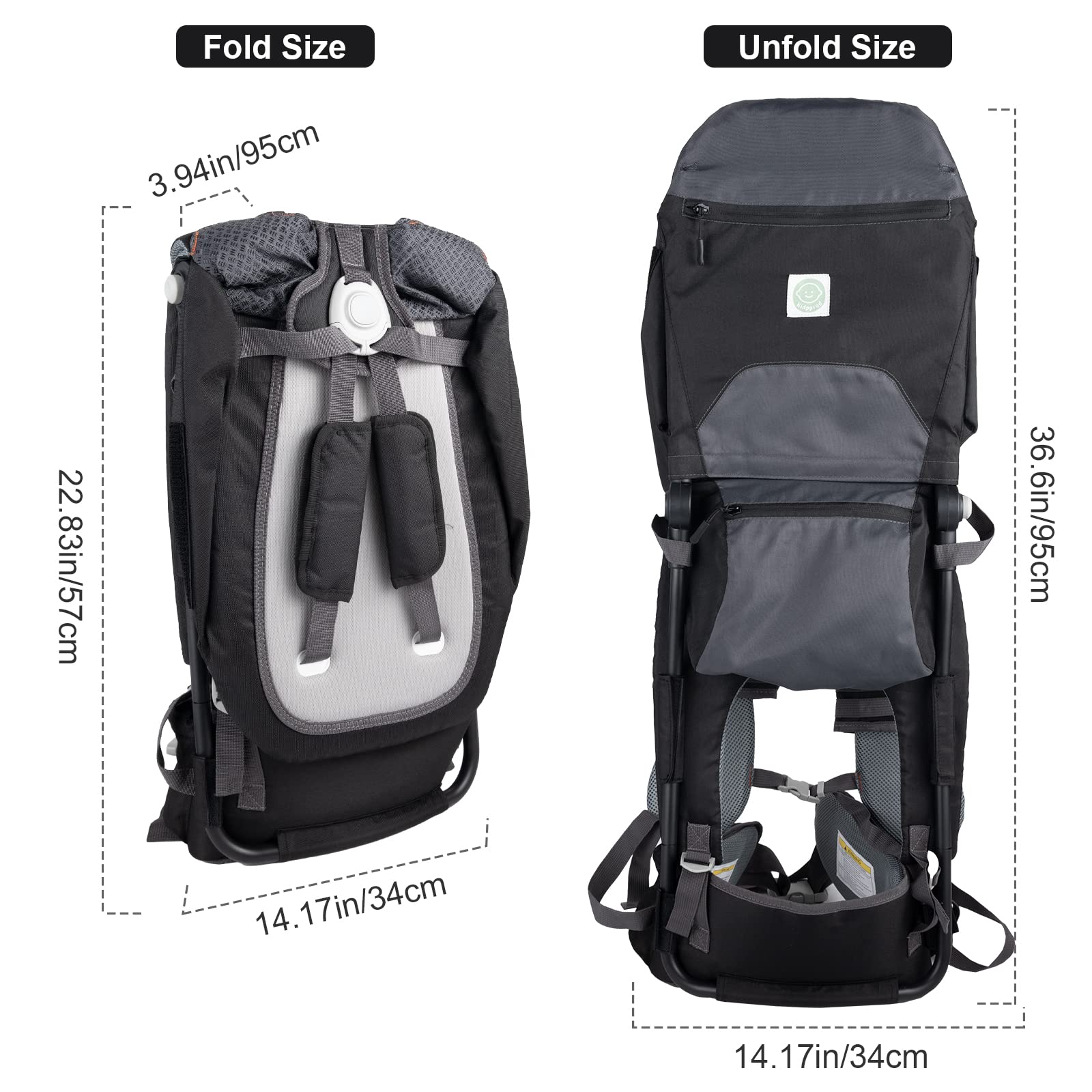Ergonomic Baby Carrier Backpack for Hiking & Travel - Adjustable Shoulder Strap, Sun Shade & Rain Cover - Supports 6 Months to 3 Years (Up to 40 lbs) - Perfect for Outdoor Adventures, Family Walks and Hands-Free Parenting