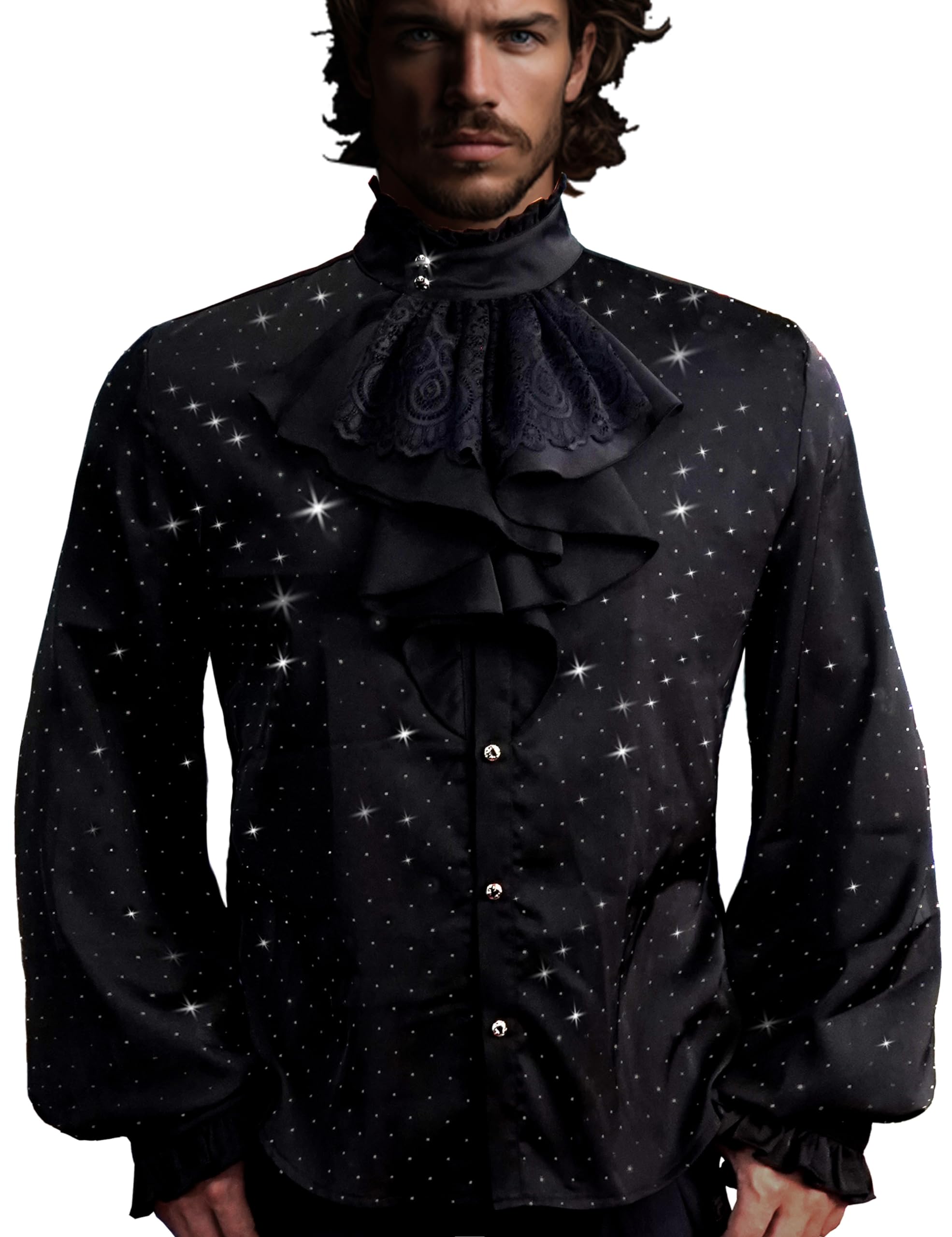 Men's Pirate Vampire Shirt - Renaissance Victorian Medieval Gothic Costume Top for Halloween, Cosplay, LARP & Themed Parties