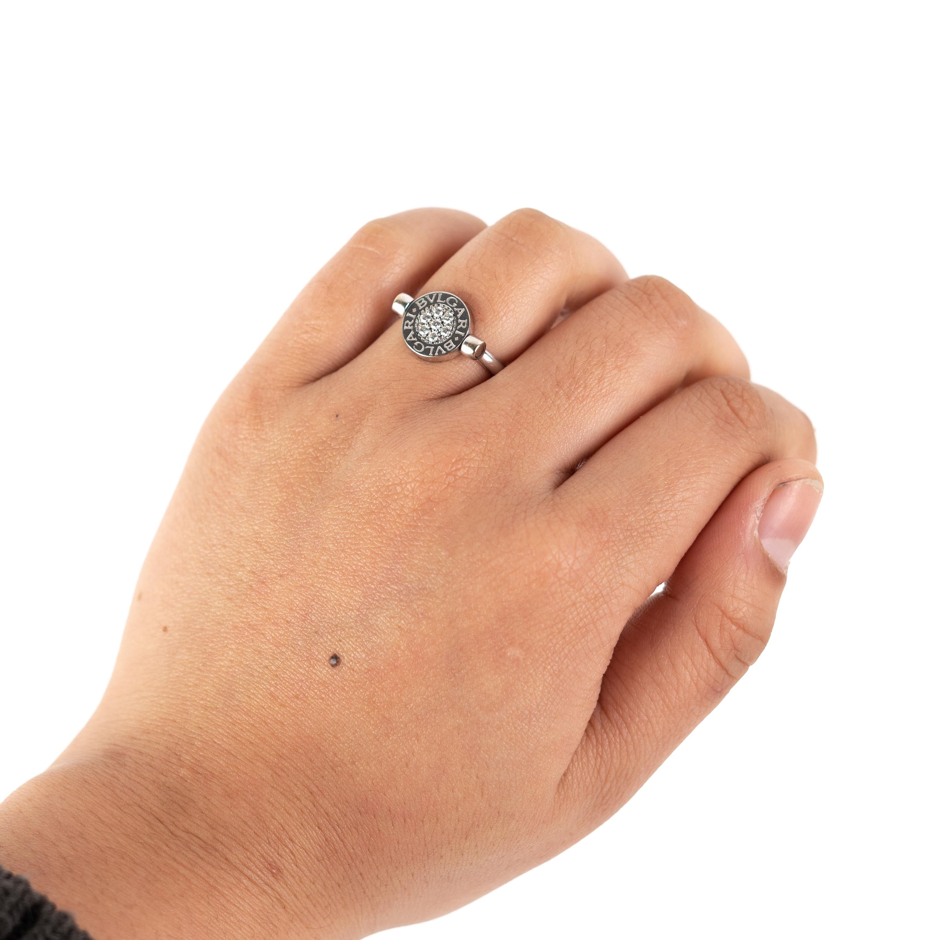 Bvlgari 18K White Gold Ring for Women - Size 53 - Luxury Jewelry for Weddings, Anniversaries & Special Occasions