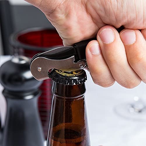 Premium Black Stainless Steel Wine Bottle Opener - Corkscrew for Wine & Beer | Elegant Bar Tool for Home, Parties & Restaurants