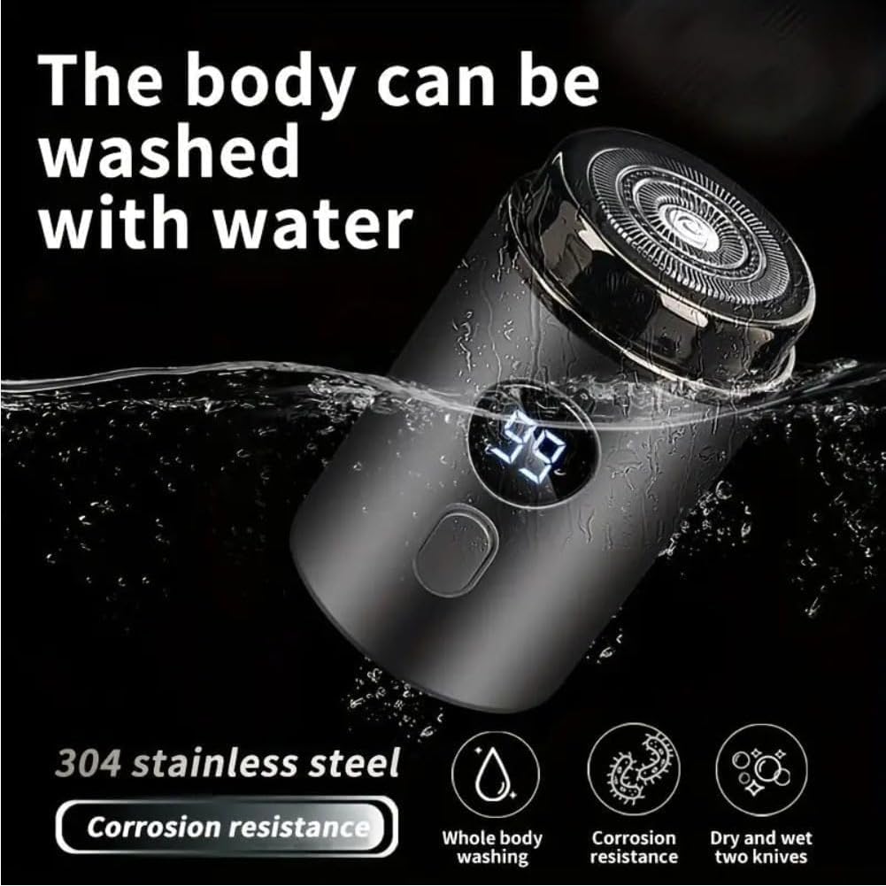 Timeatea Electric Razor for Men - IPX7 Waterproof USB Rechargeable Shaver with Digital Display, Portable Pocket Size Travel Shaver - Perfect for Home, Office & Gym Use (Gray)