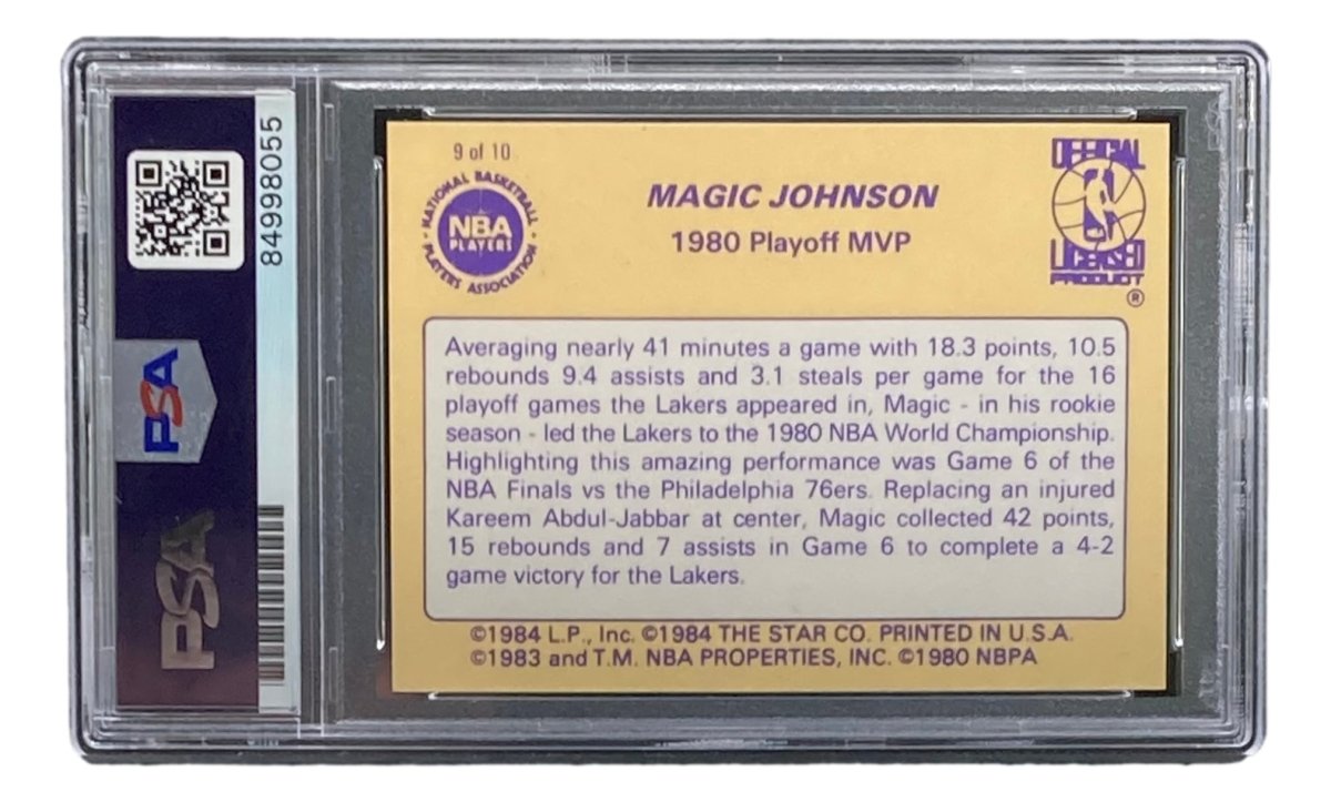 Magic Johnson Signed 1986 LA Lakers #9 Star Trading Card PSA/DNA Certified Gem MT 10 - Perfect for Sports Memorabilia Collectors & NBA Fans Display