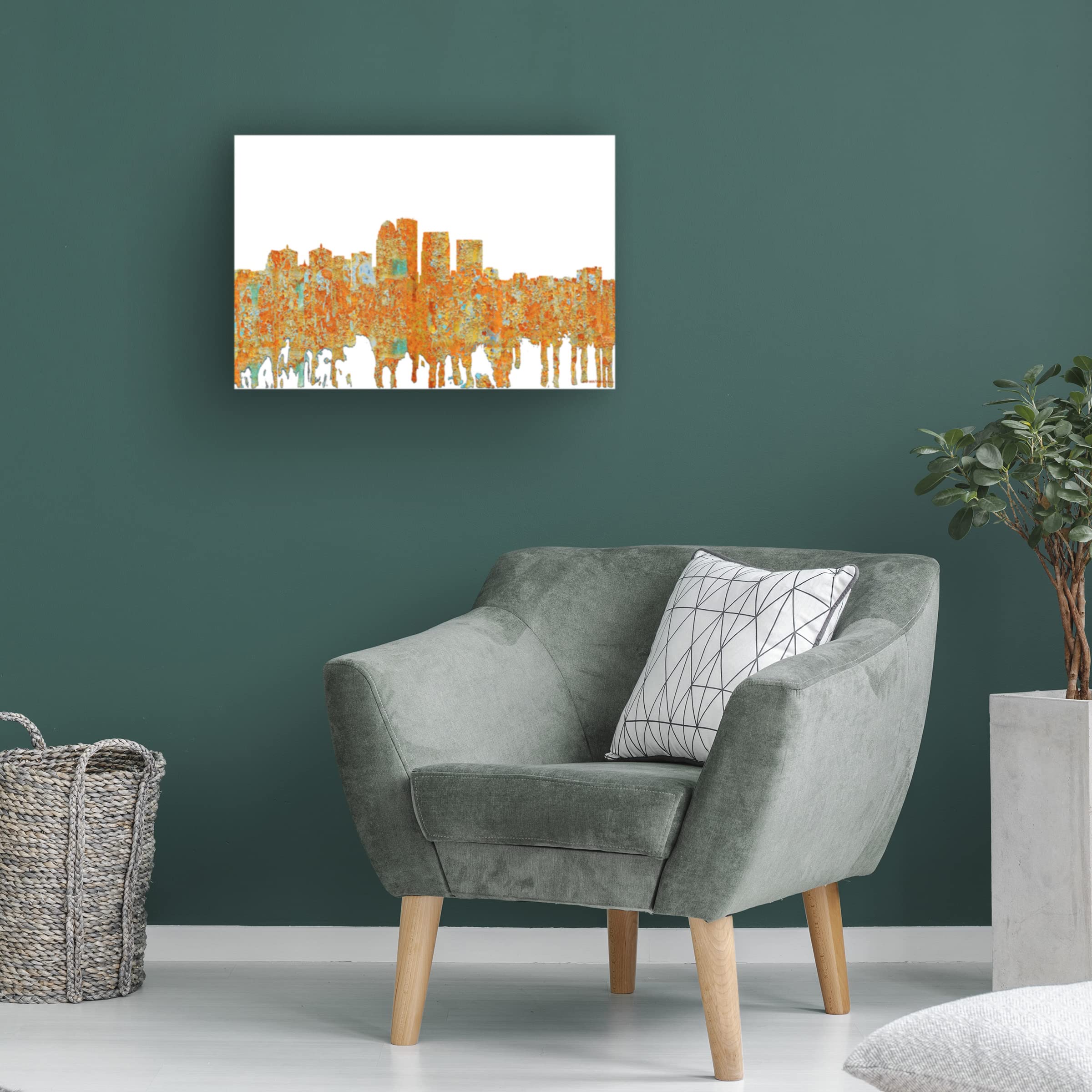 Trademark Fine Art 'Louisville Kentucky Skyline Rust' Canvas Wall Art Print by Marlene Watson - 16x24 Inches, Rustic Cityscape Decor for Living Room, Office & Home