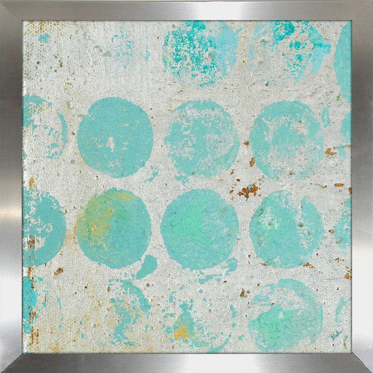 Aqua Circles Square Print on Acrylic Wall Art - Modern Abstract Painting for Living Room, Bedroom & Office Decor