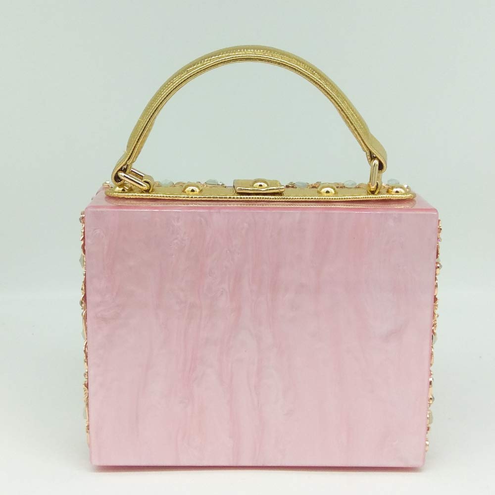 Stylish Acrylic Flower Shoulder Bag for Women - Rhinestone Evening Crossbody Purse for Parties & Events