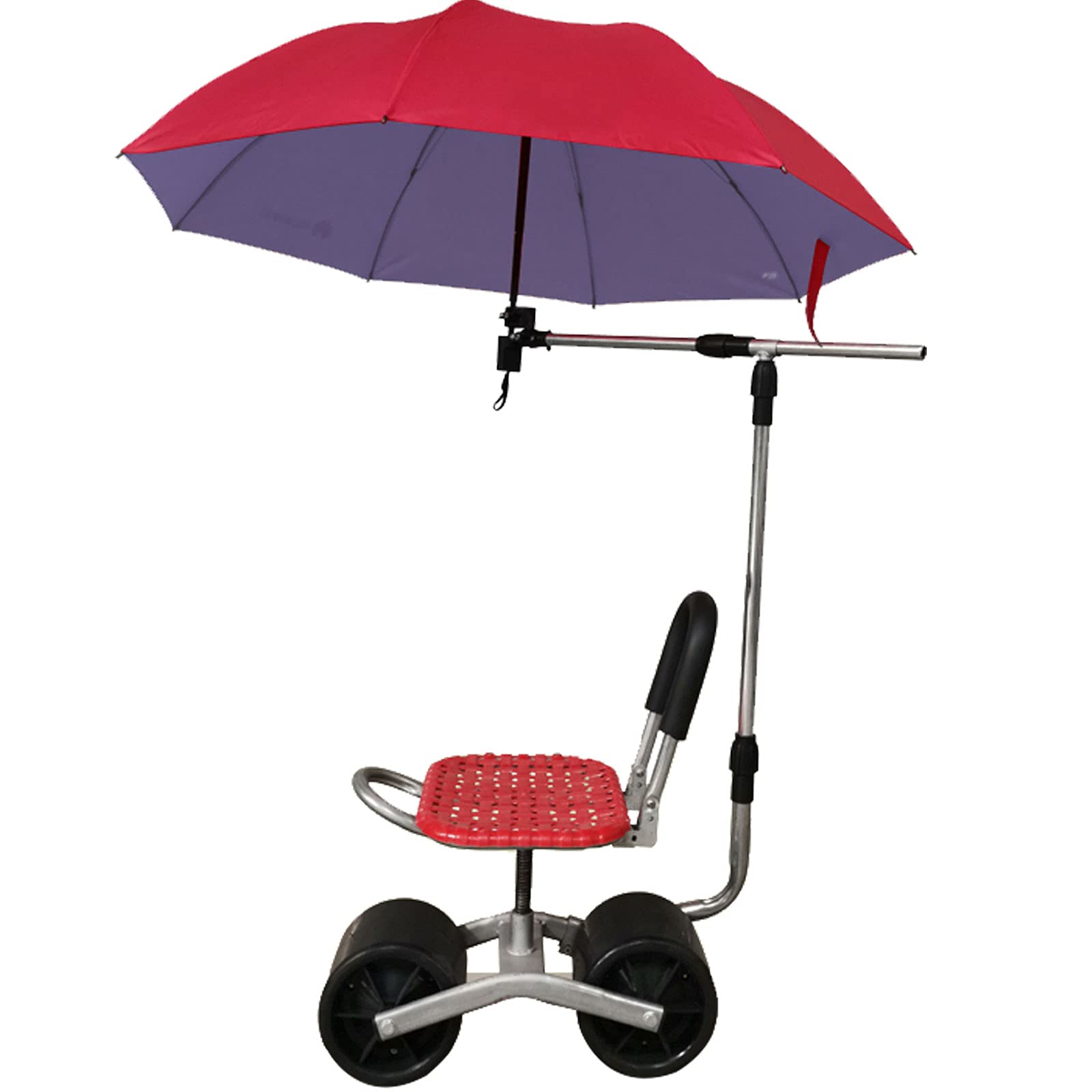Mobile Garden Stool with Wheels - 360° Rotating & Height Adjustable Rolling Gardening Seat, Portable Garden Cart with Umbrella Stand | Perfect for Outdoor Planting, Weeding & Yard Work
