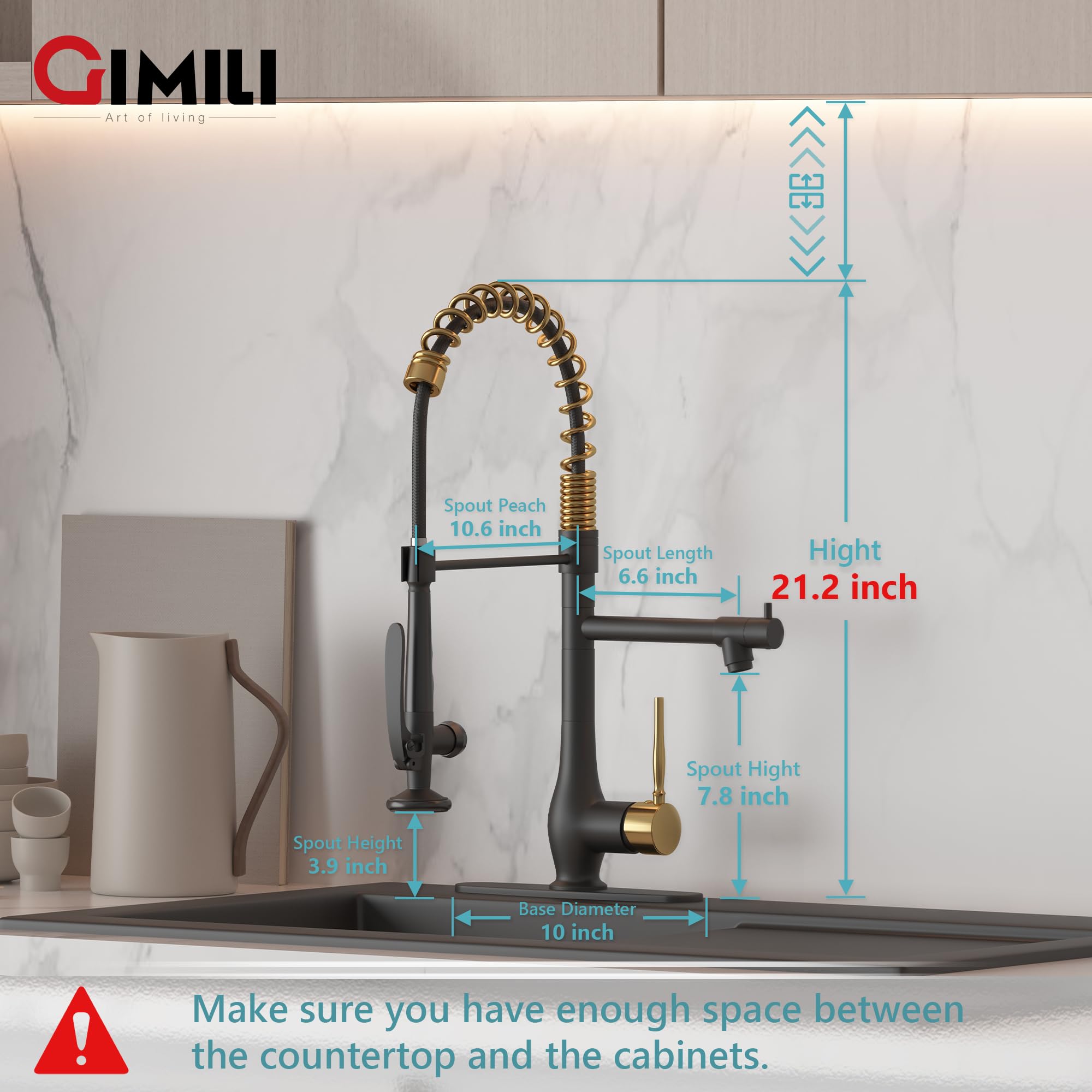 Black Gold Kitchen Faucet with Pull Down Sprayer - High Pressure Stainless Steel for Commercial Kitchens