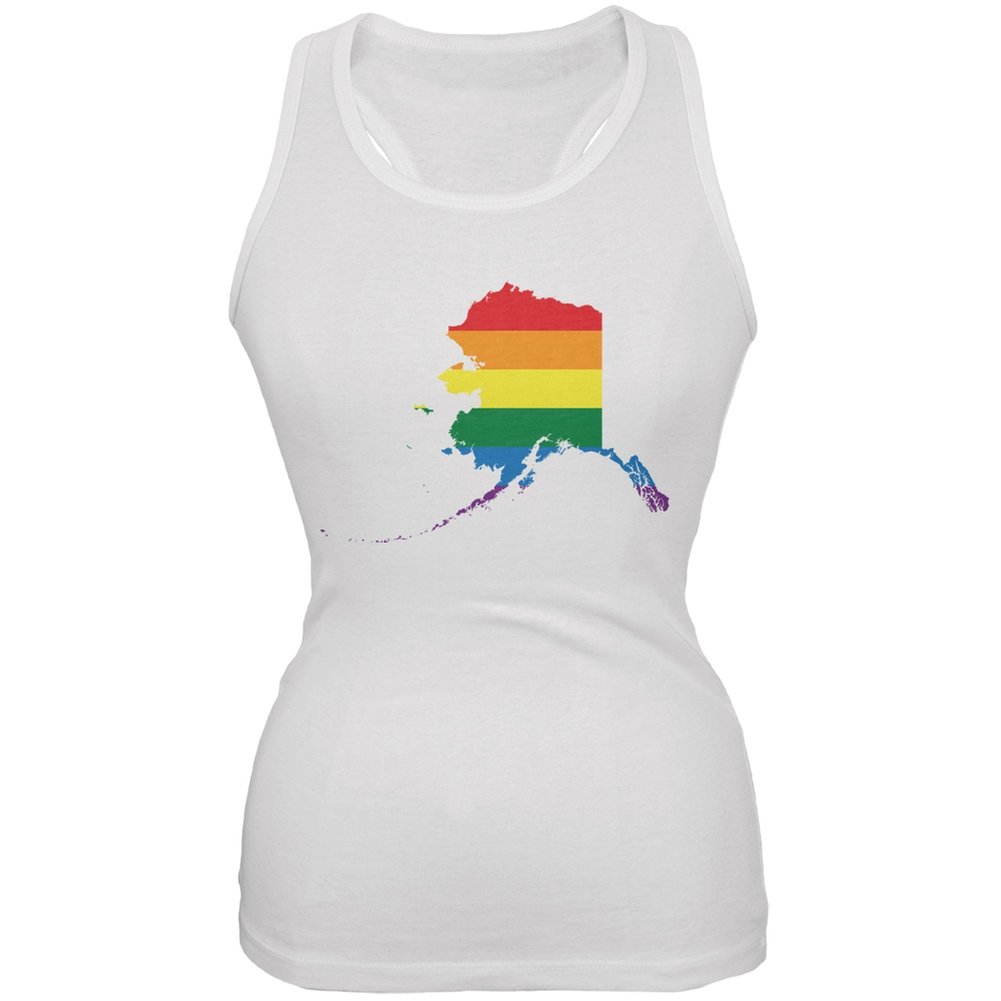 Alaska LGBT Pride Rainbow White Soft Tank Top for Women - Lesbian Pride Shirt for Juniors, Casual Wear & LGBTQ+ Events