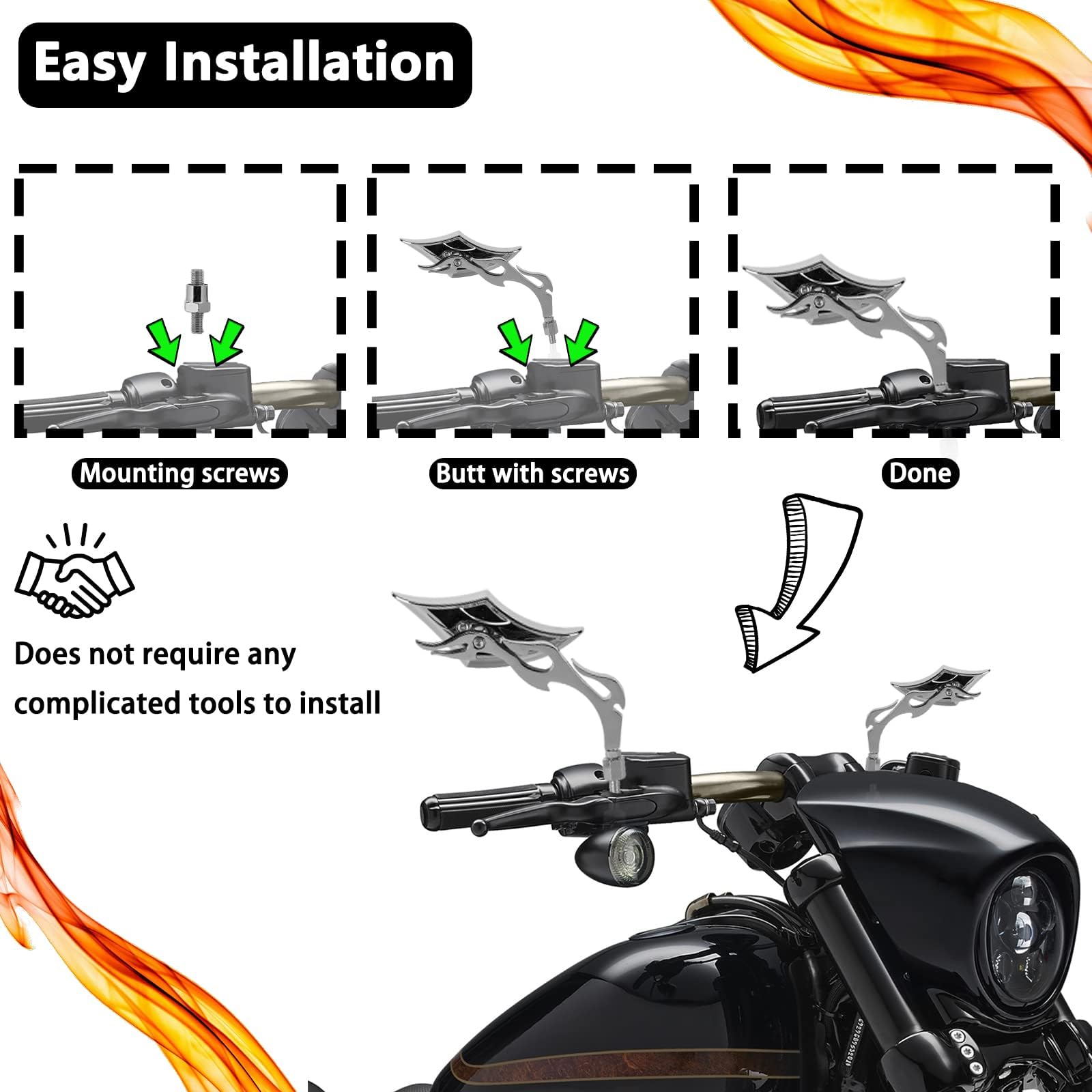 Universal 8MM & 10MM Screw Motorcycle Mirrors - 360° Adjustable Chrome Rear View Side Mirrors for Scooters, Honda, Suzuki, Kawasaki, Victory | Enhanced Visibility & Safety for City Commuting & Highway Riding