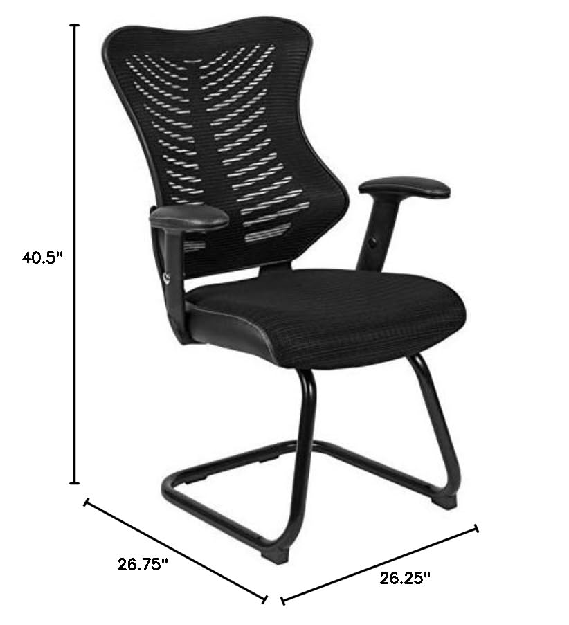 UrbanPro Modern Mesh Sled Base Office Chair - Ergonomic Black Desk Chair for Home & Office Workspace - Perfect for Long Hours Sitting, Gaming, and Computer Work