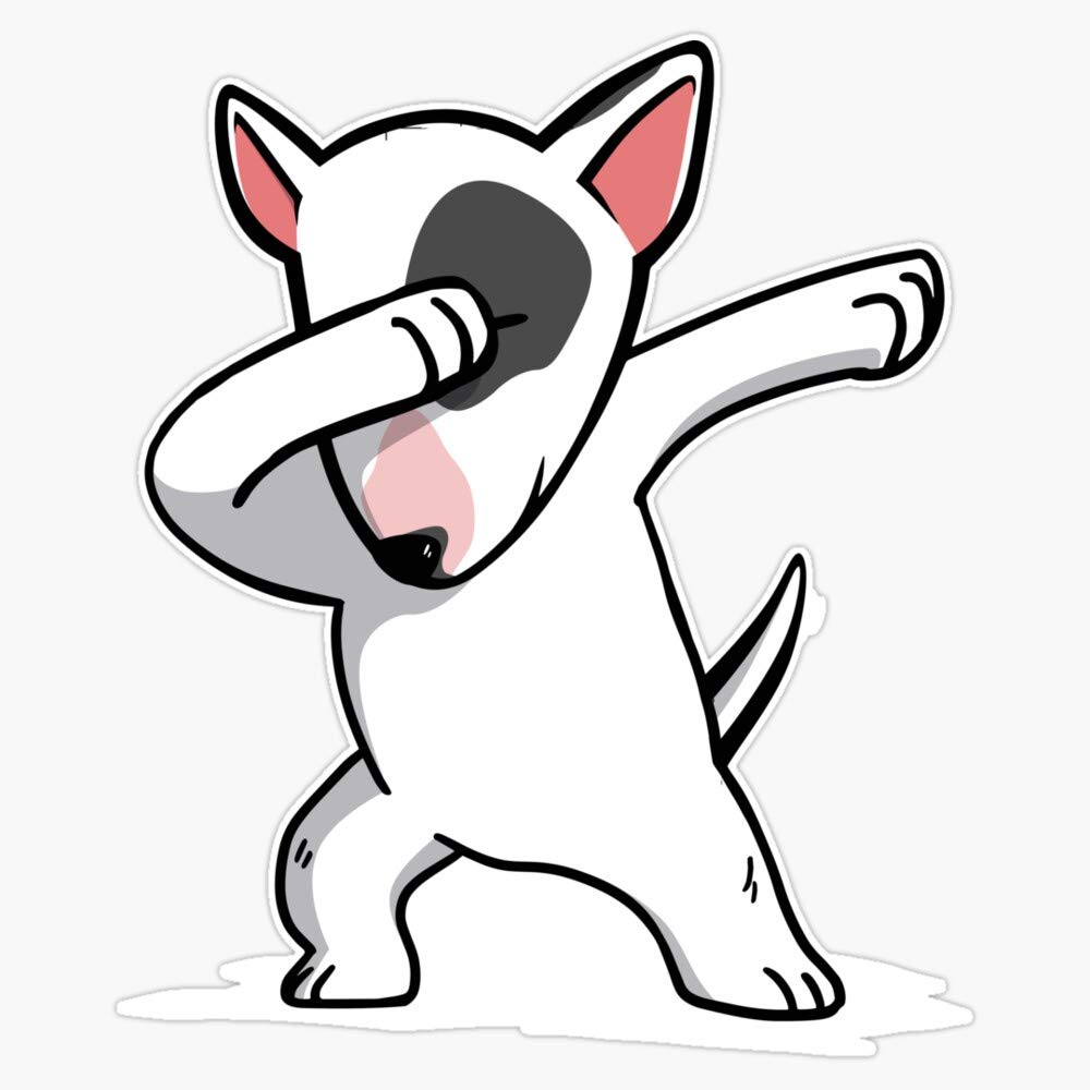Funny Dabbing English Bull Terrier Vinyl Sticker - Waterproof Decal for Cars, Laptops, Walls, Windows & Bumpers (5 Inch) - Perfect for Pet Lovers, Car Enthusiasts & Home Decor