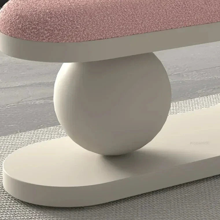 Premium Curve Shoe Changing Bench with Soft Lambswool Cushion - Comfortable Seating for Entryway, Bedroom & Dressing Room